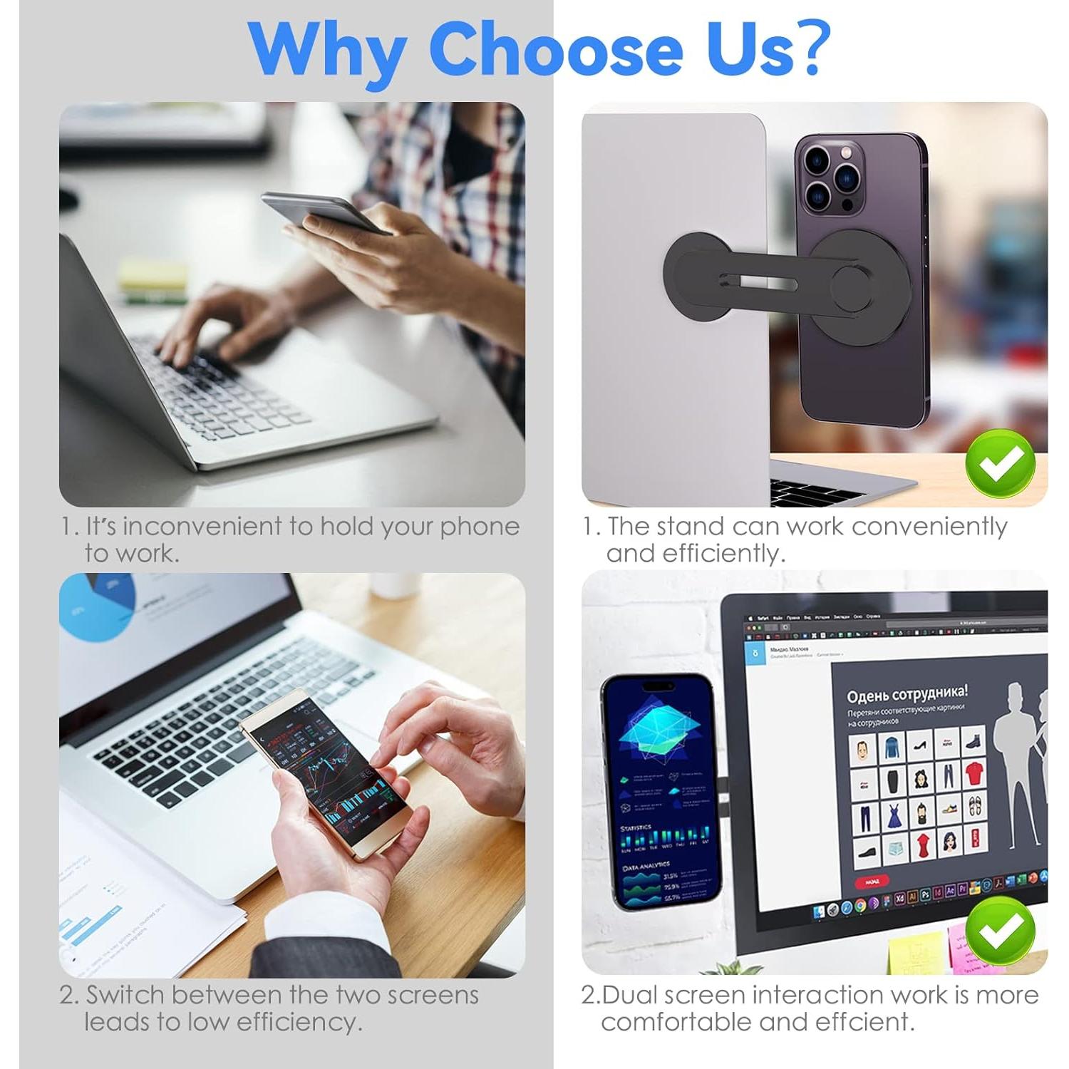 Soporte Magnético para Laptop y Teléfono CloudValley, Negro