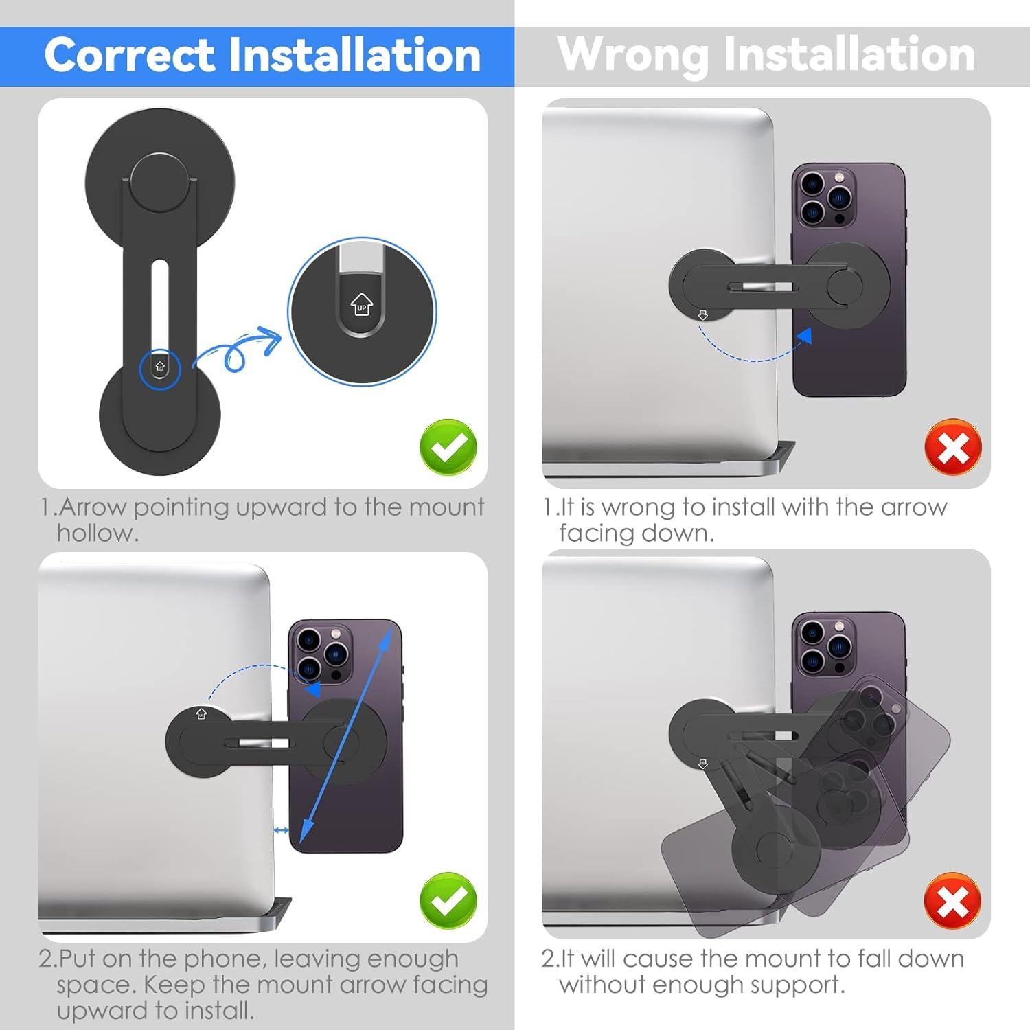 Soporte Magnético para Laptop y Teléfono CloudValley, Negro