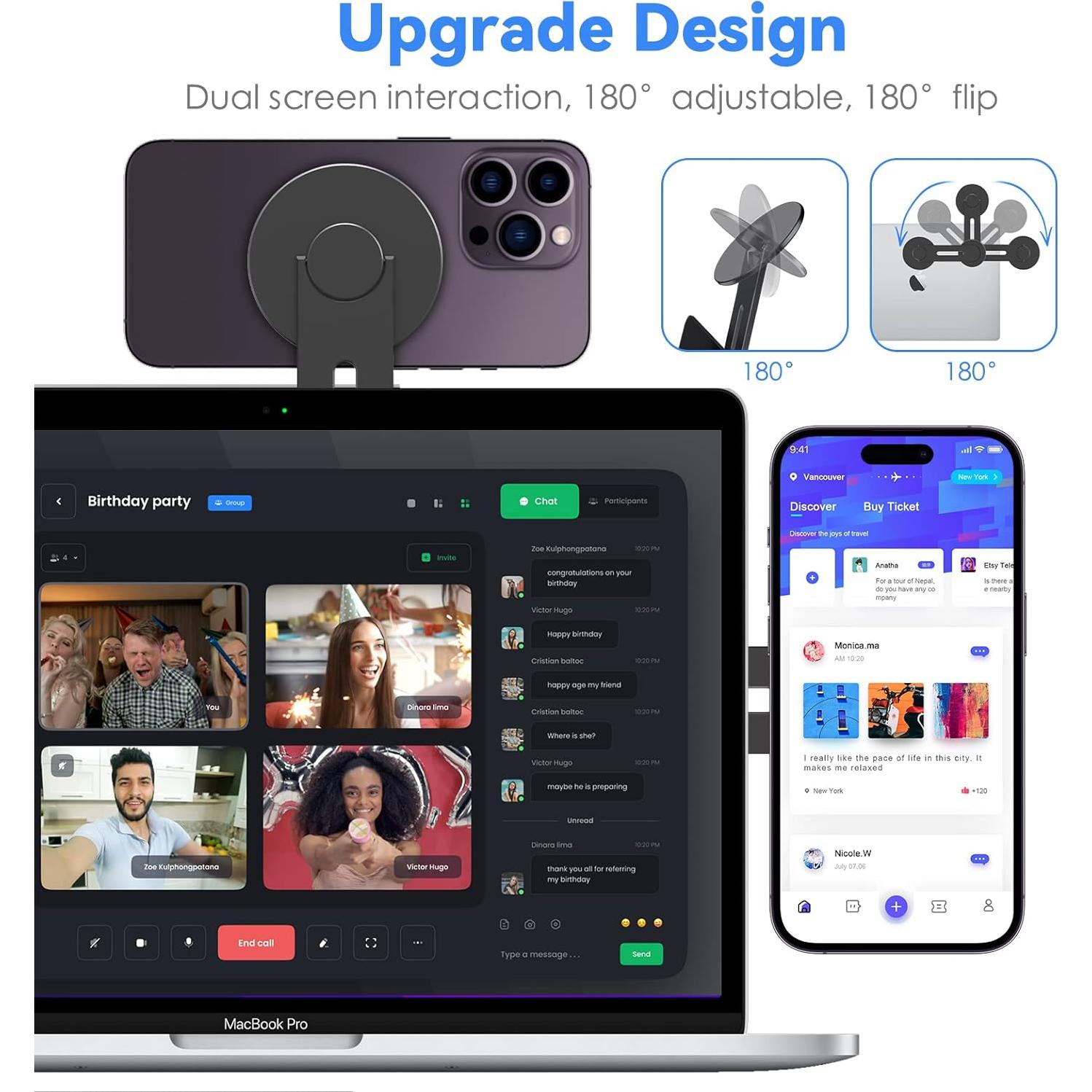 Soporte Magnético para Laptop y Teléfono CloudValley, Negro