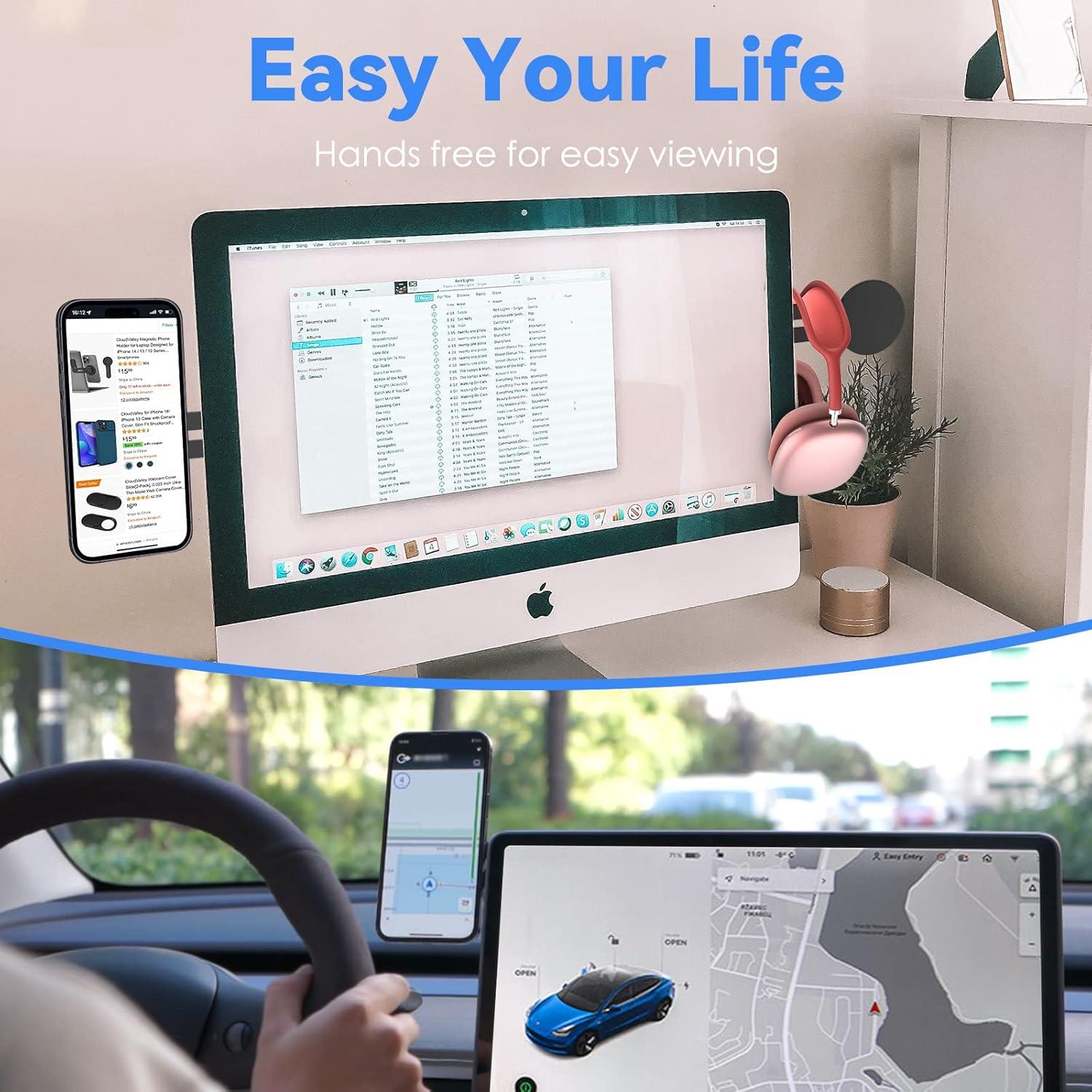 Soporte Magnético para Laptop y Teléfono CloudValley, Negro