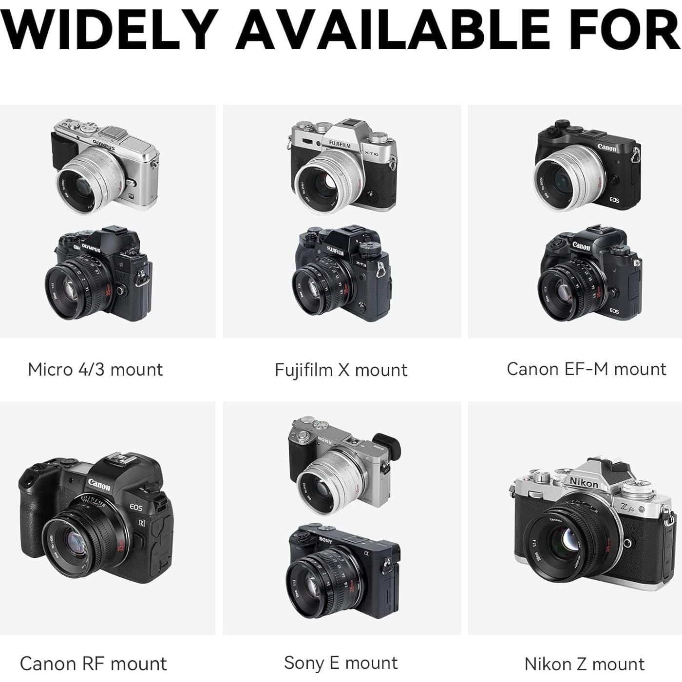 Lente Fijo 7artisans 35mm F1.4 para Canon R - Enfoque Manual