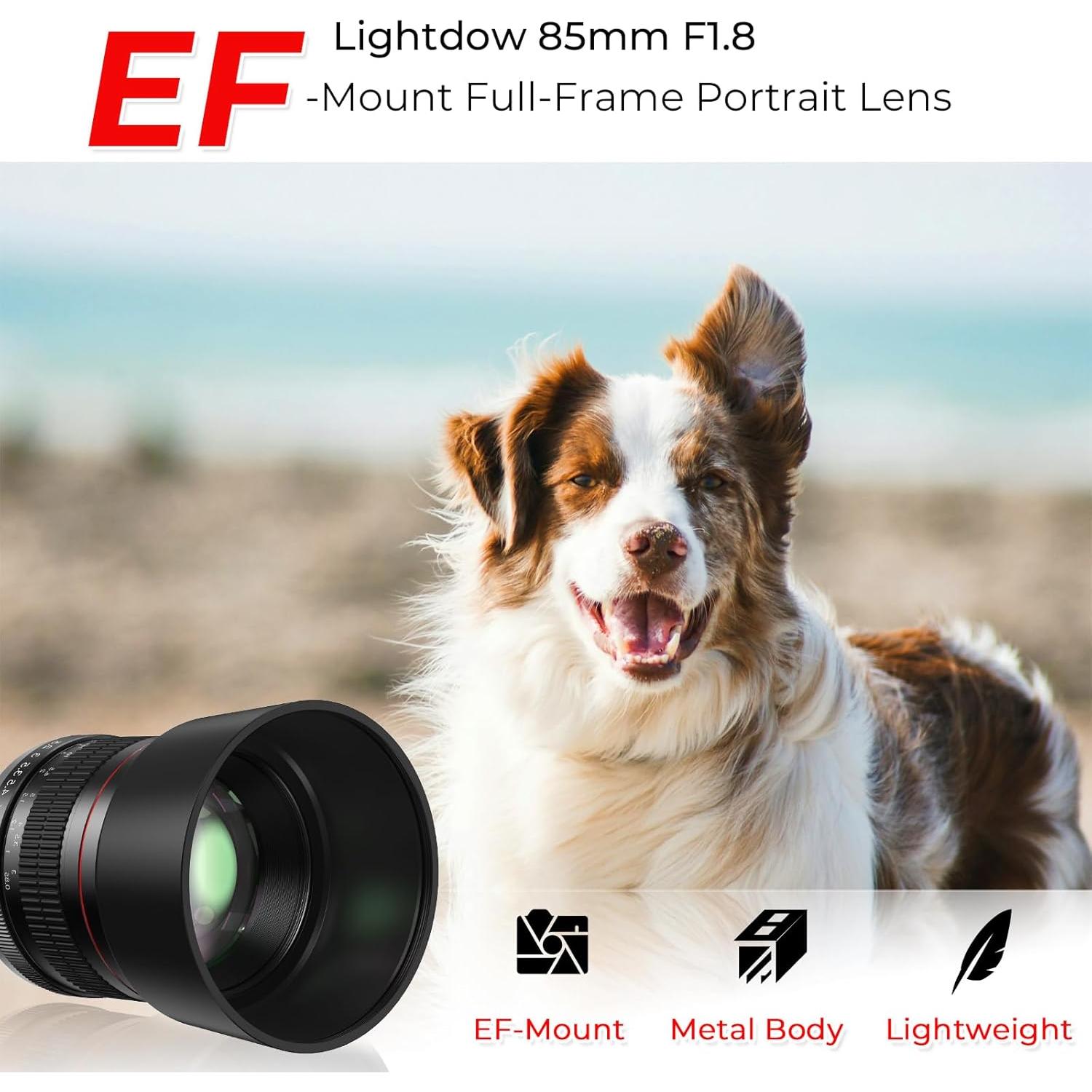 Lente de Retrato 85mm F1.8 Lightdow para Canon DSLR Manual