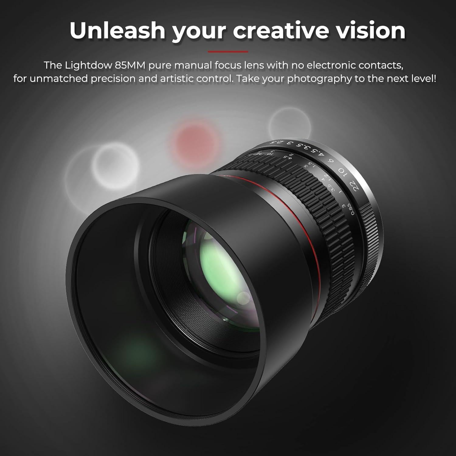 Lente de Retrato 85mm F1.8 Lightdow para Canon DSLR Manual