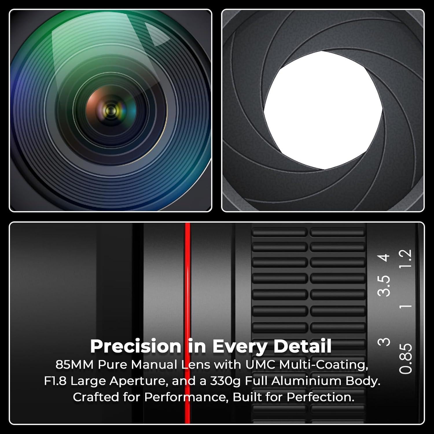 Lente de Retrato 85mm F1.8 Lightdow para Canon DSLR Manual