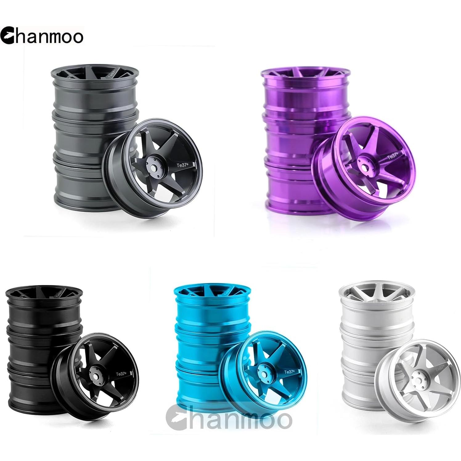 Ruedas RC 1/10 Chanmoo Aluminio 52mm 12mm Hex Neumáticos Drift