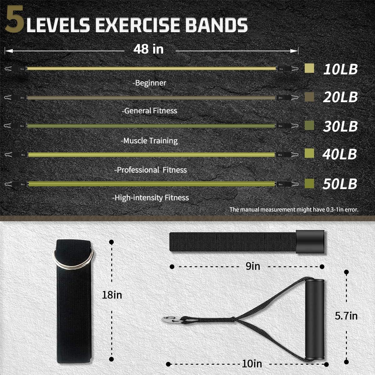 Bandas de Resistencia VEICK 10-150LBS con Mangos y Accesorios