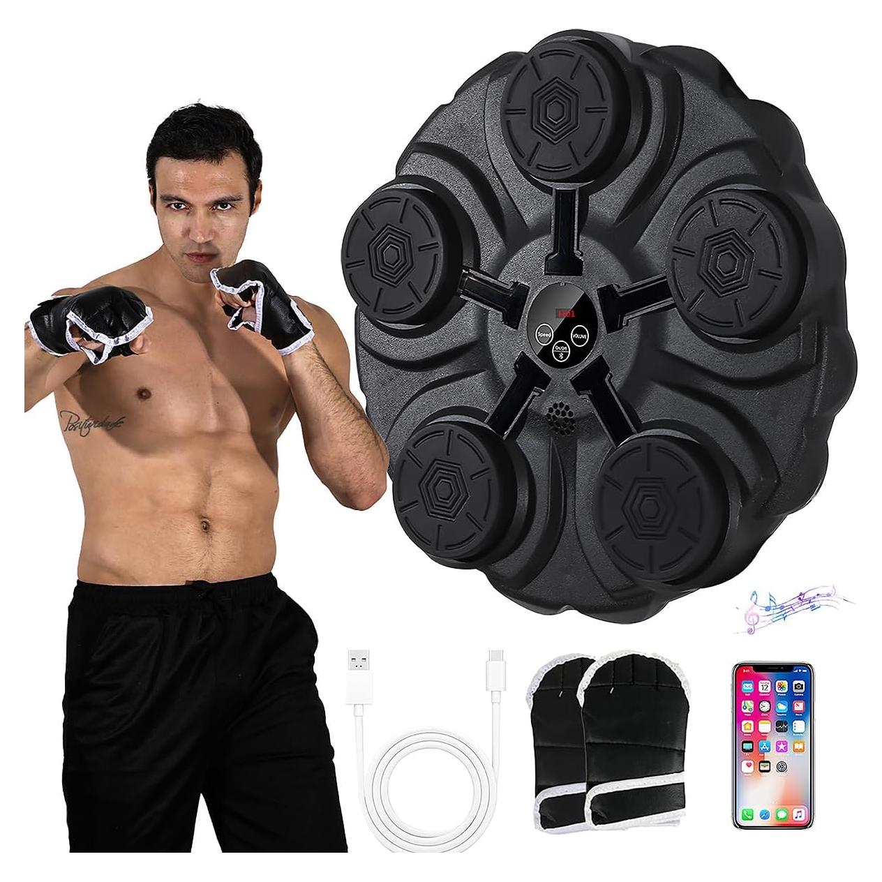 Máquina de Boxeo Musical SHENGSHI MBM1500 con Guantes - Entrenador Interactivo para Adultos y Niños