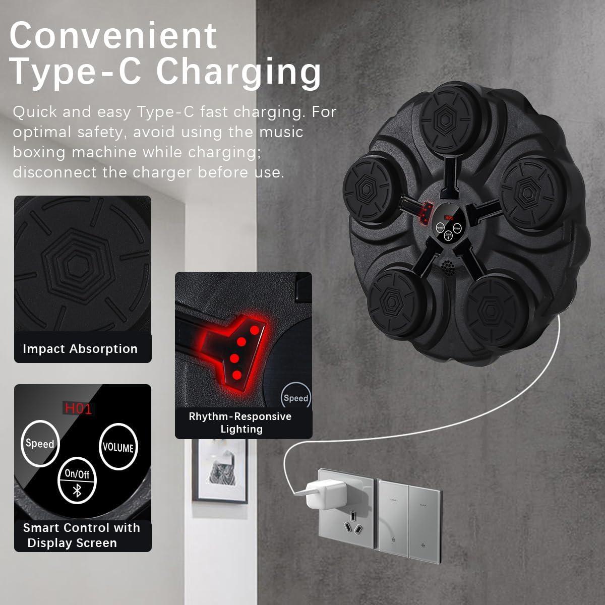 Máquina de Boxeo Musical SHENGSHI MBM1500 con Guantes - Entrenador Interactivo para Adultos y Niños