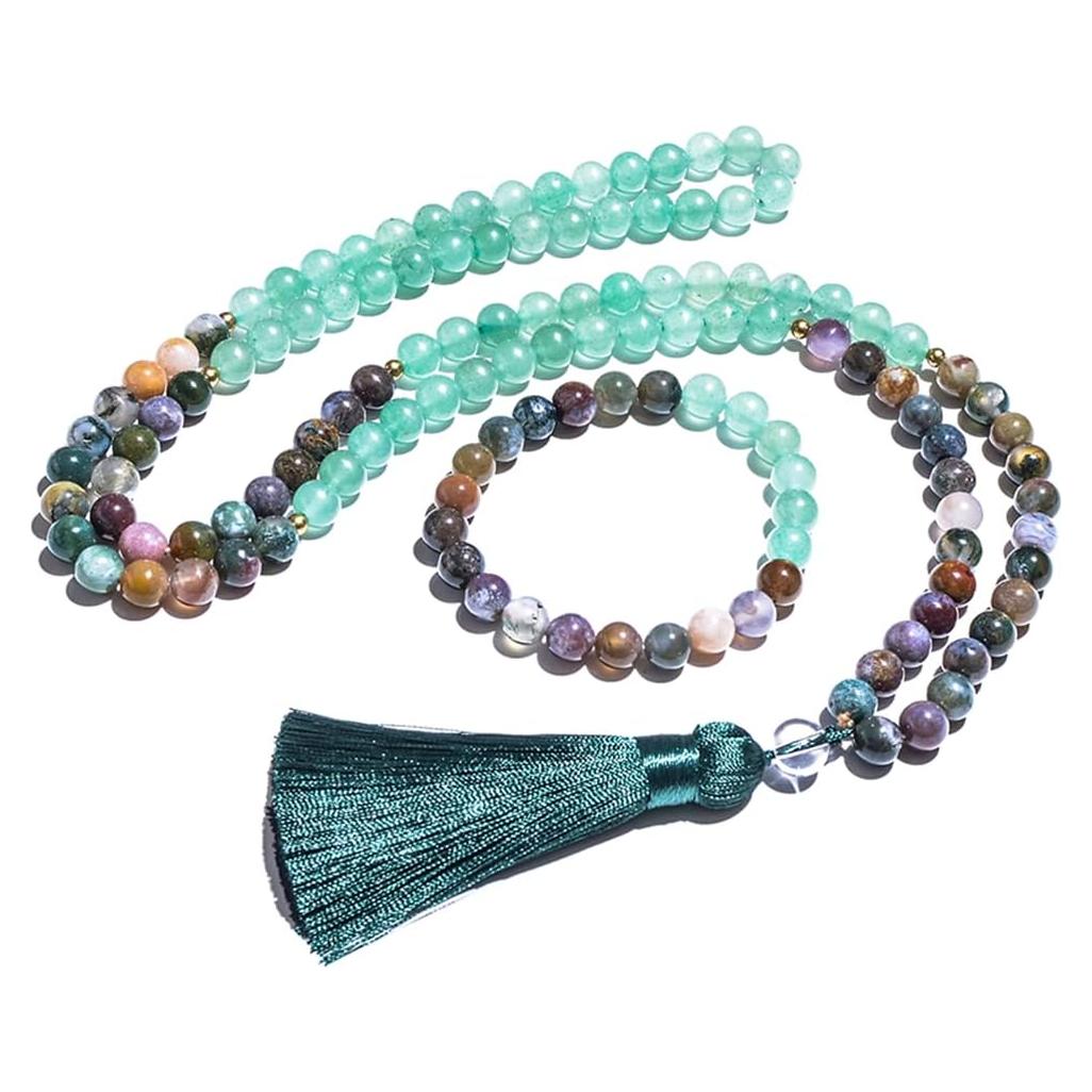 Collar Mala de 108 cuentas de piedras naturales Hovaete 110g