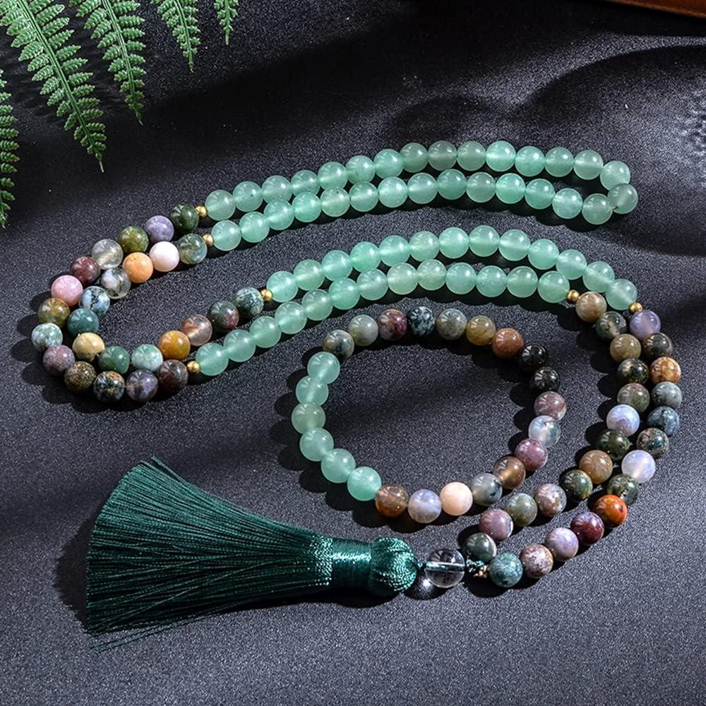 Collar Mala de 108 cuentas de piedras naturales Hovaete 110g