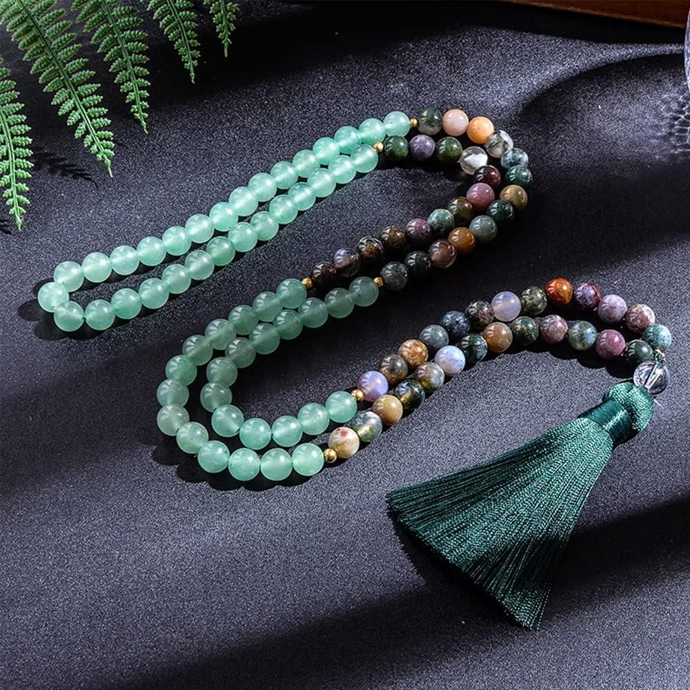 Collar Mala de 108 cuentas de piedras naturales Hovaete 110g