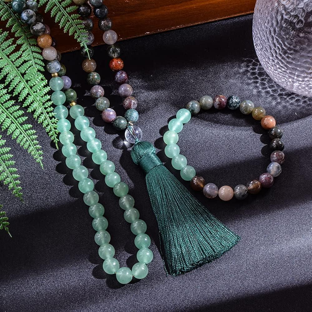 Collar Mala de 108 cuentas de piedras naturales Hovaete 110g