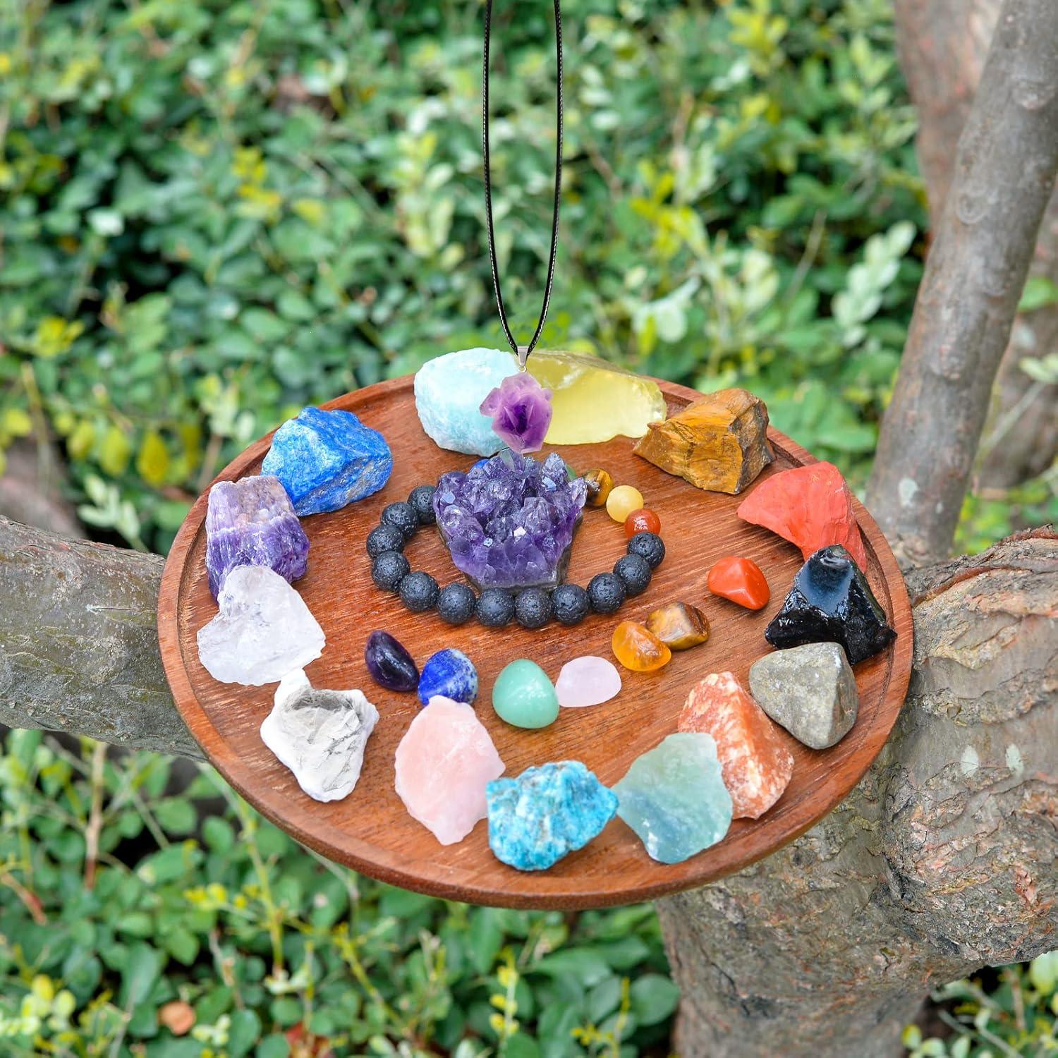 Set de 26 Cristales Sanadores AOOVOO con Chakra y Pulsera