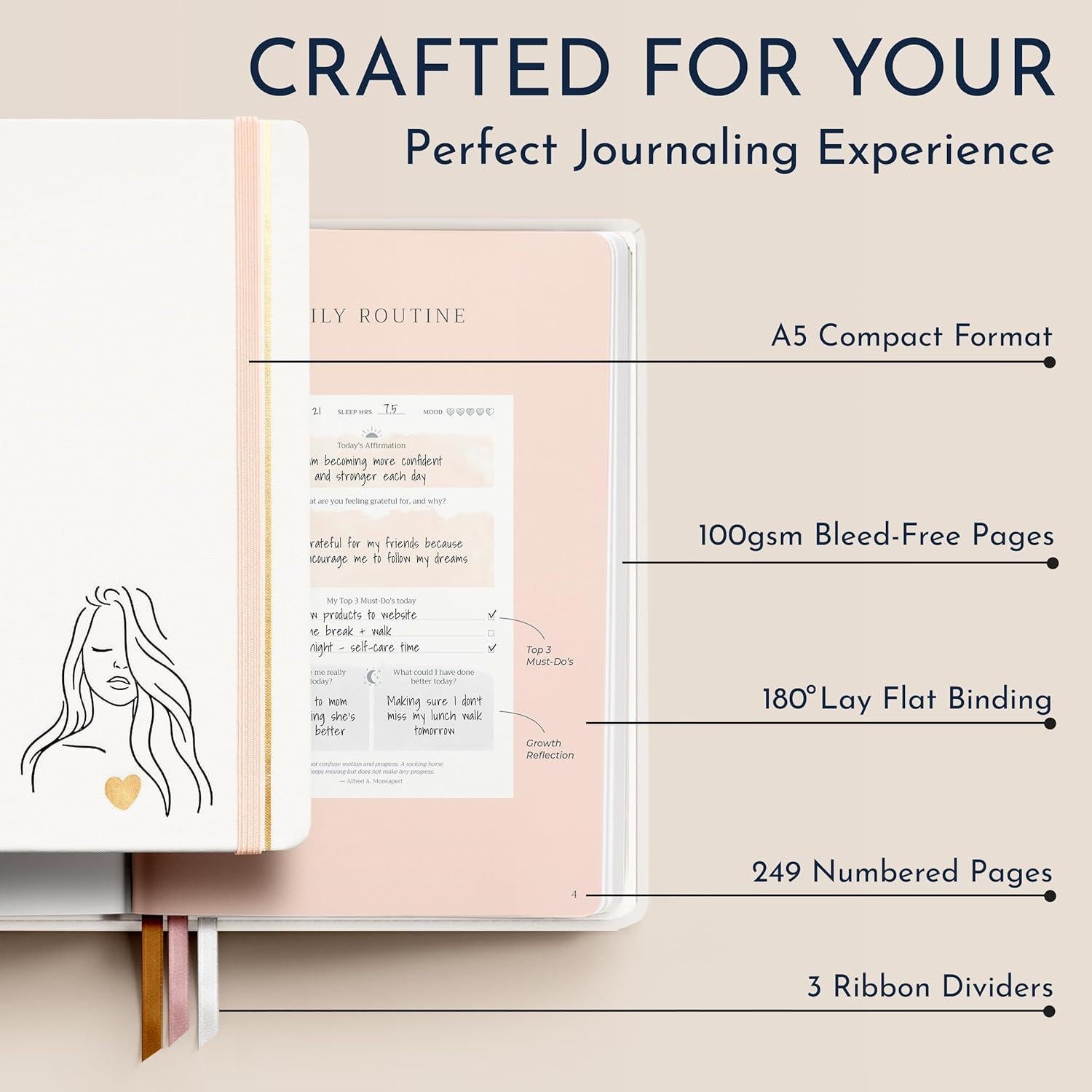 Diario de Gratitud RYVE A5 Beige - 6 Meses de Bienestar