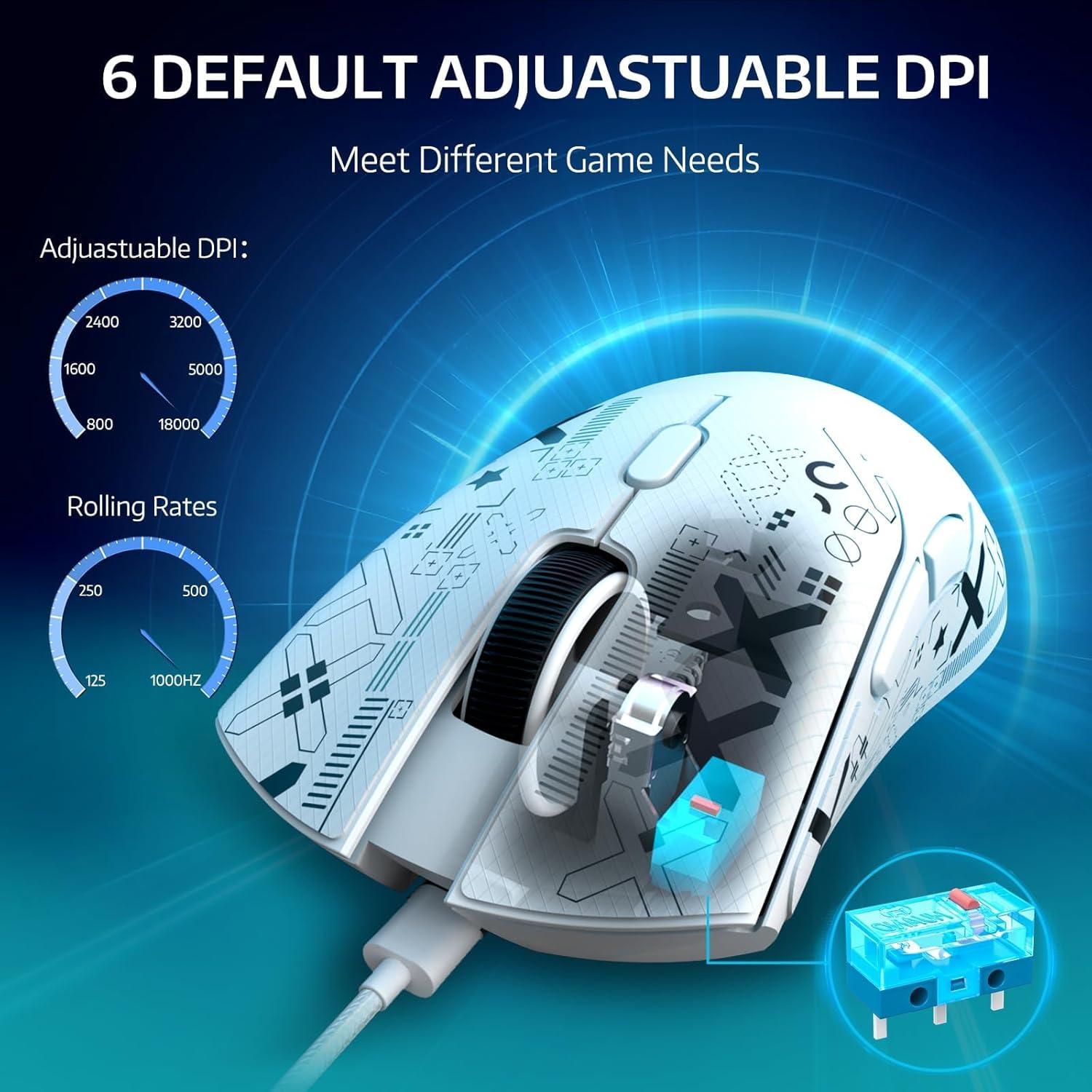 Ratón Gaming Inalámbrico ATTACK SHARK R1, 55g, 18K DPI