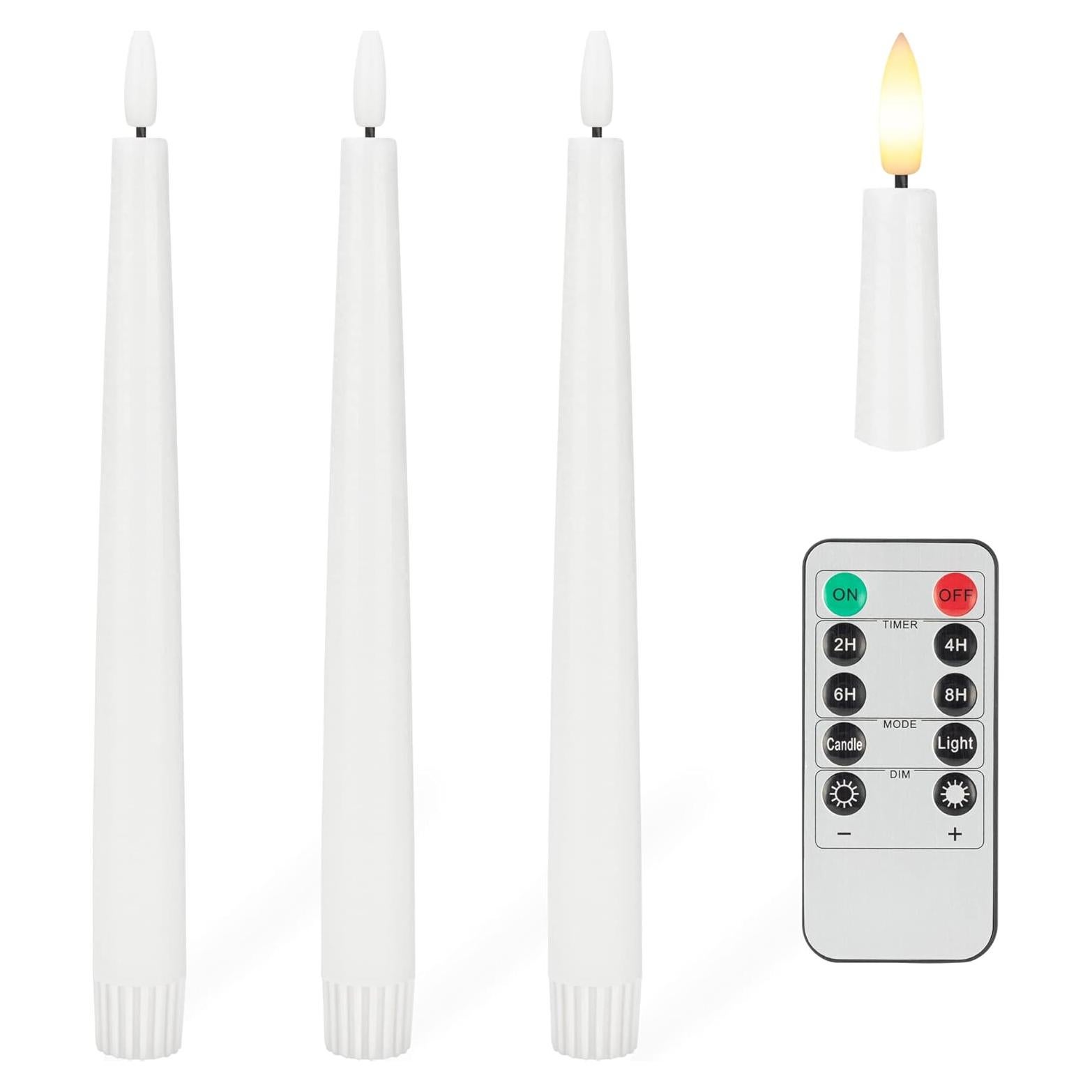 Velas Taper LED AFINETH 24.4 cm con Control Remoto y Temporizador