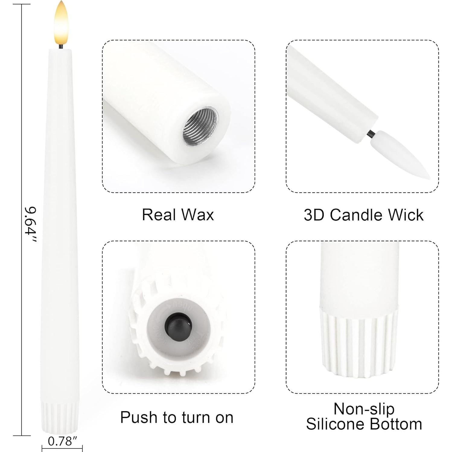 Velas Taper LED AFINETH 24.4 cm con Control Remoto y Temporizador