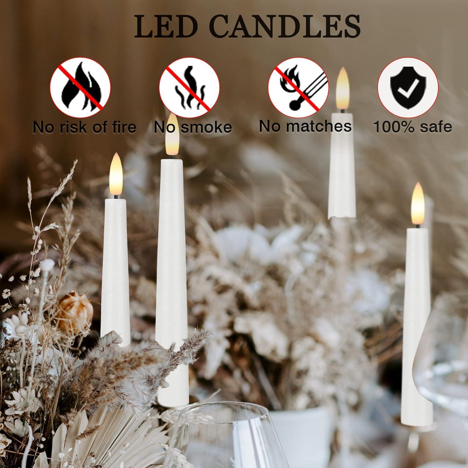 Velas Taper LED AFINETH 24.4 cm con Control Remoto y Temporizador