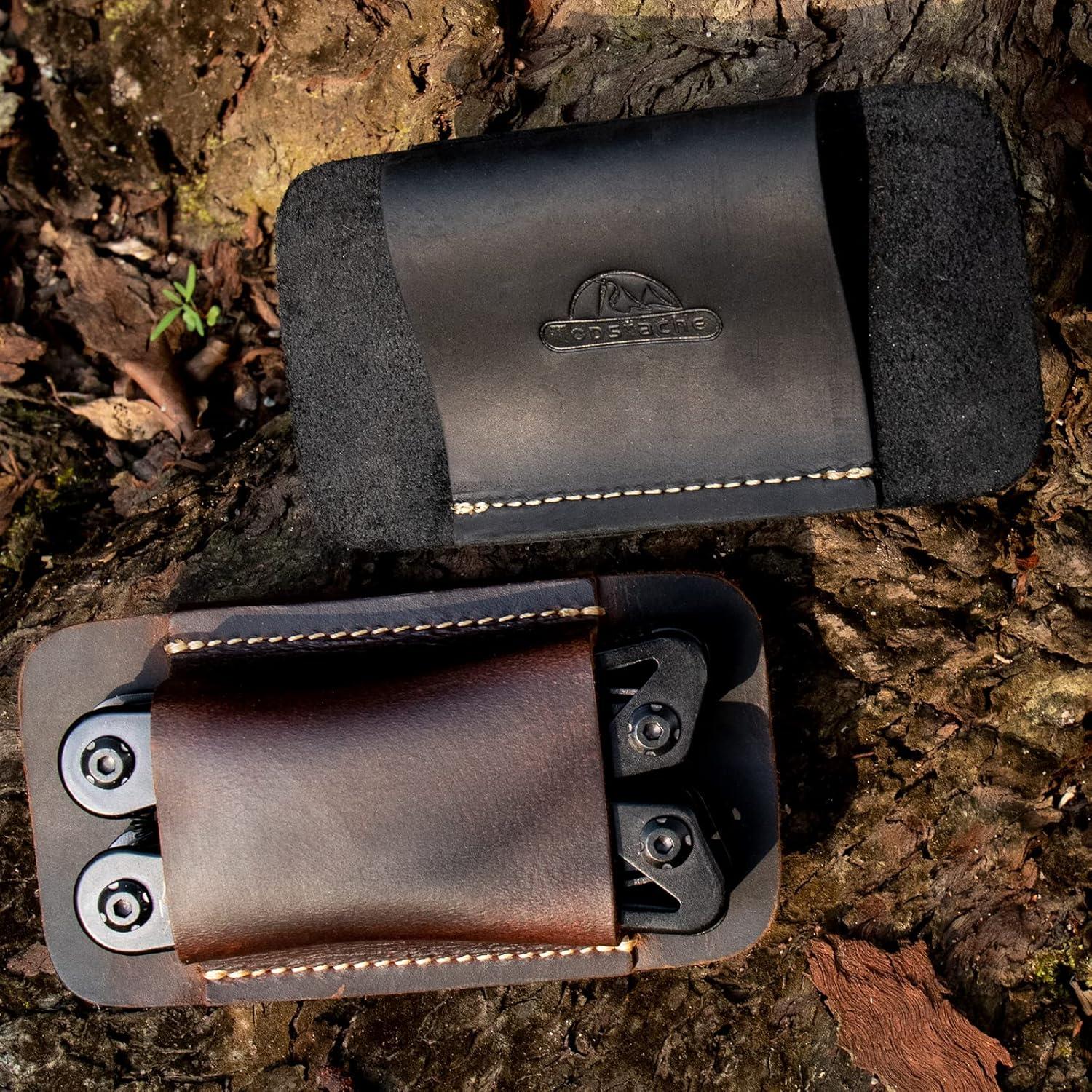 Funda de Cuero Topstache Mediana para Cuchillo y Multiherramienta