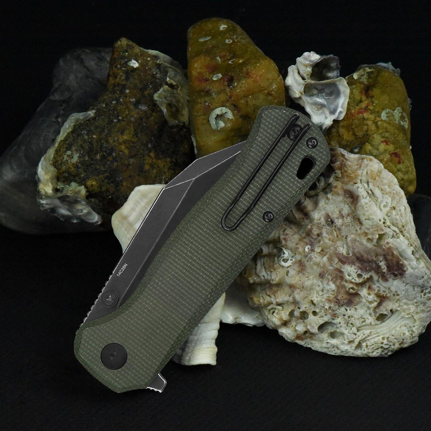Cuchillo de bolsillo QSP Swordfish 9.22 cm micarta verde EDC
