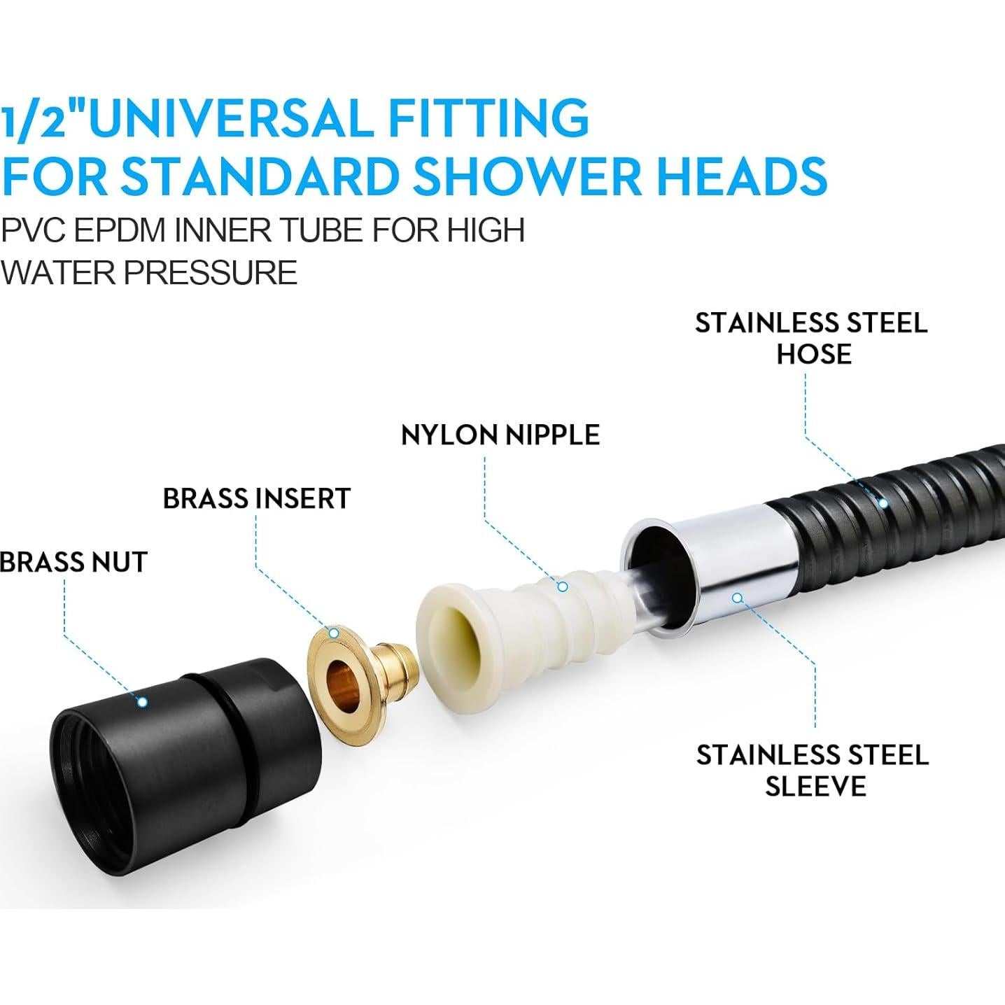 Manguera de Ducha Extra Larga 150 cm Blissland Negra