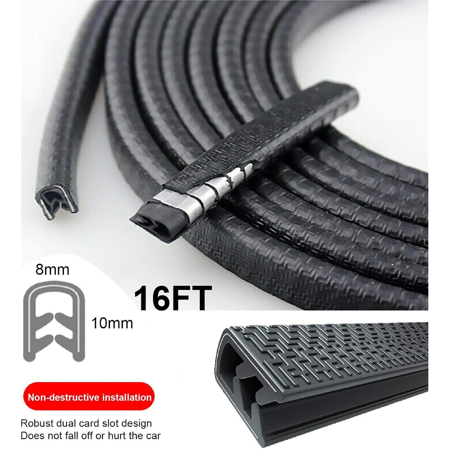 Protector de Bordes de Puertas de Coche Wanmin 4.88m Negro