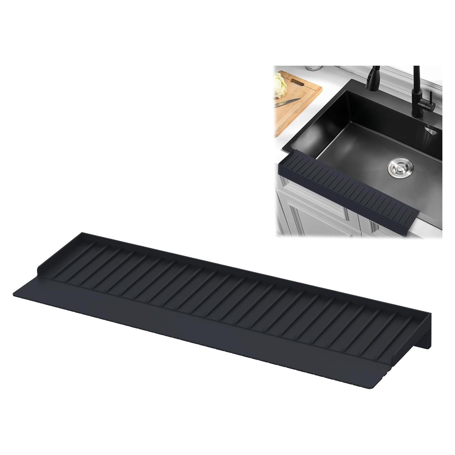 Protector de Borde de Fregadero de Silicona Adorila 50cm Negro