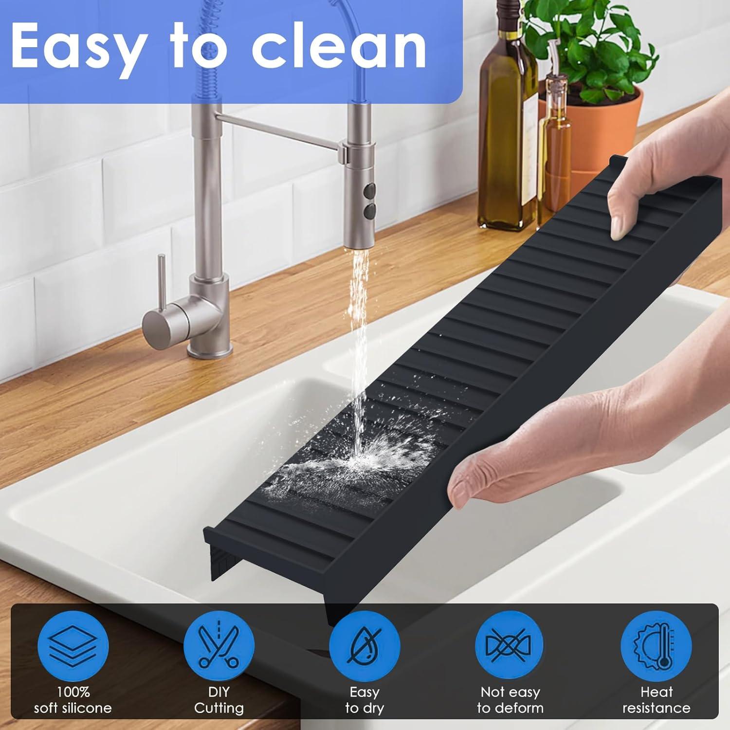 Protector de Borde de Fregadero de Silicona Adorila 50cm Negro