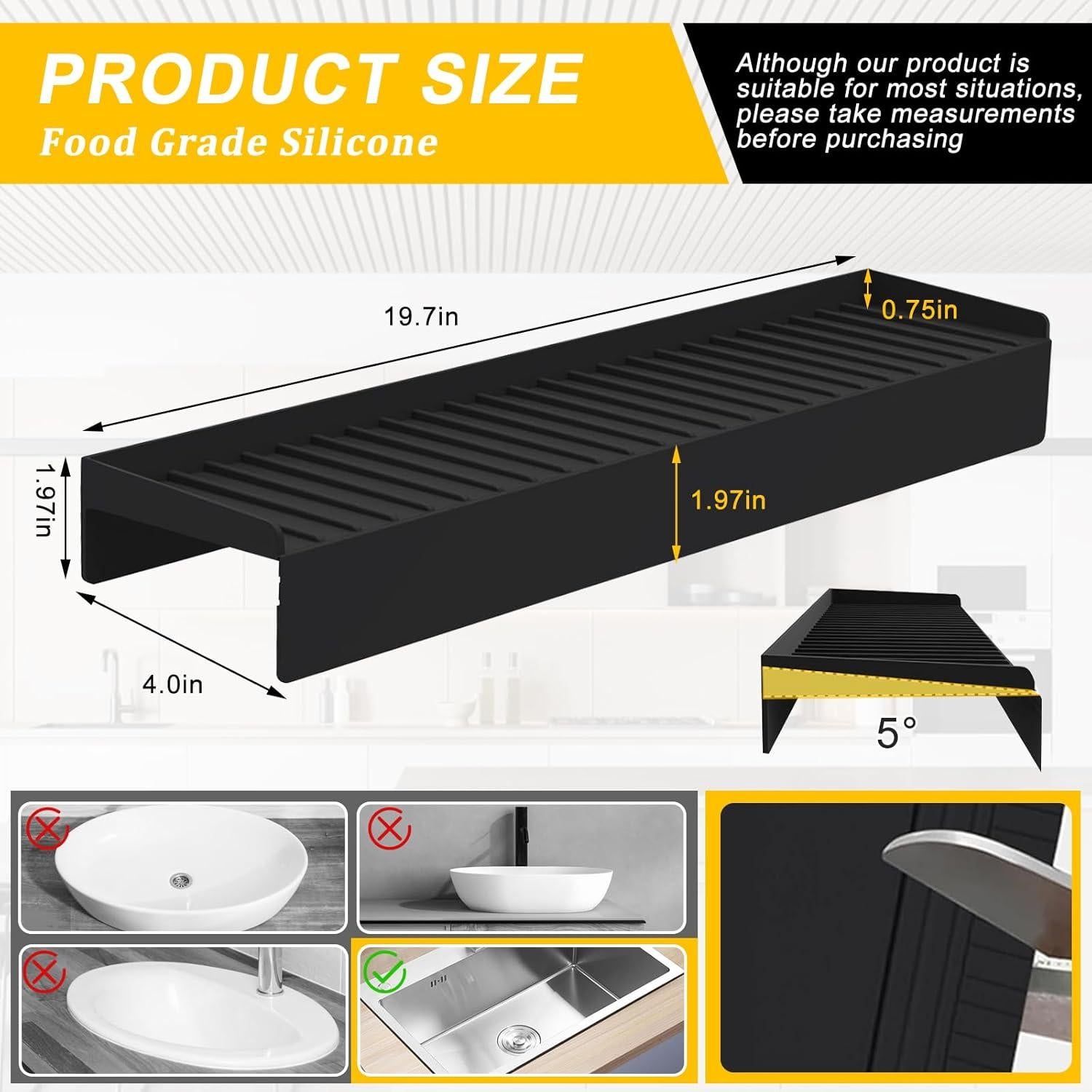 Protector de Borde de Silicona Kitlers 50cm Negro para Fregadero