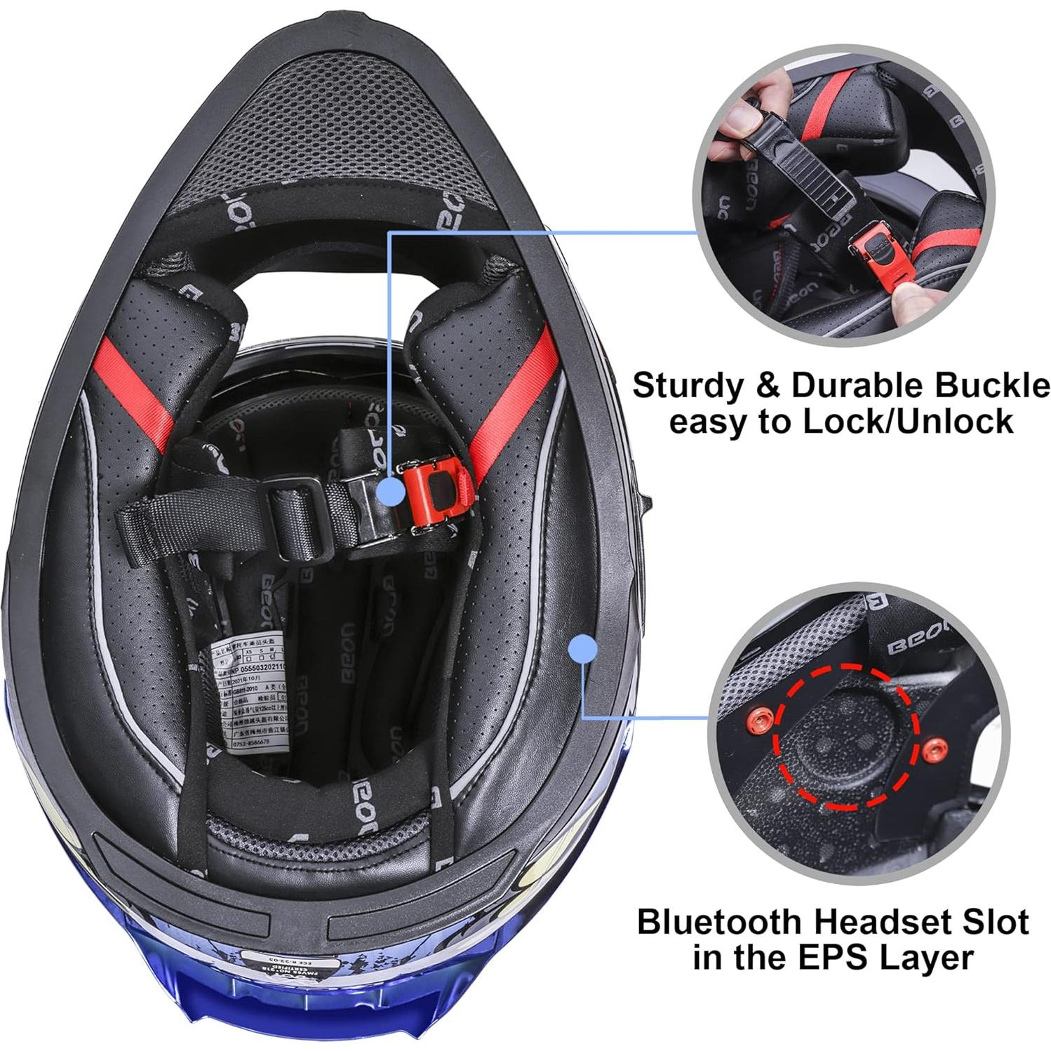 Casco Integral BEON B503 para Motocicleta con Doble Visera