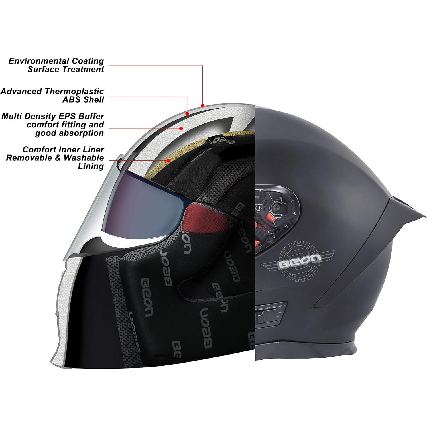 BEON Casco Integral B503 para Motocross Unisex con Ventilación