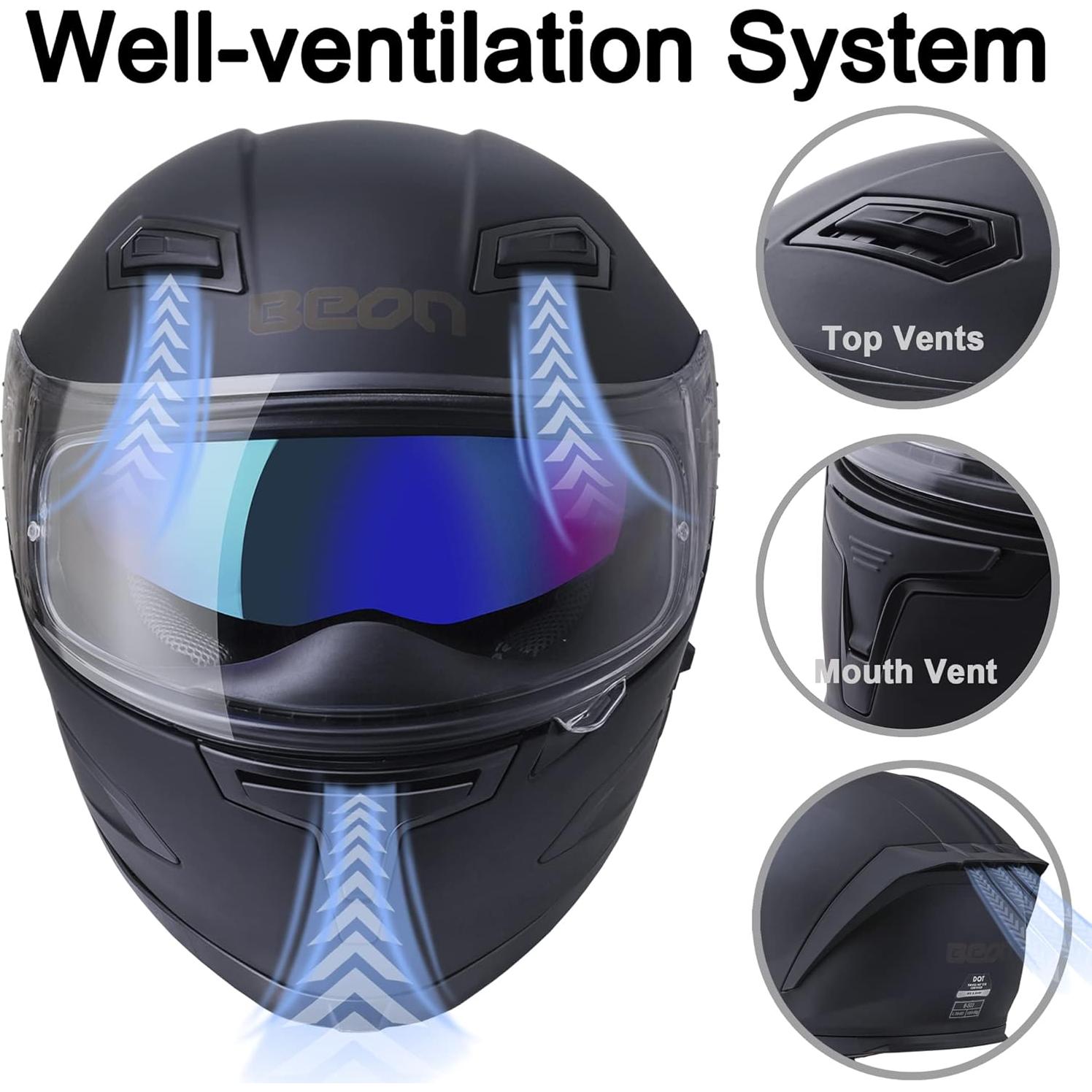 BEON Casco Integral B503 para Motocross Unisex con Ventilación