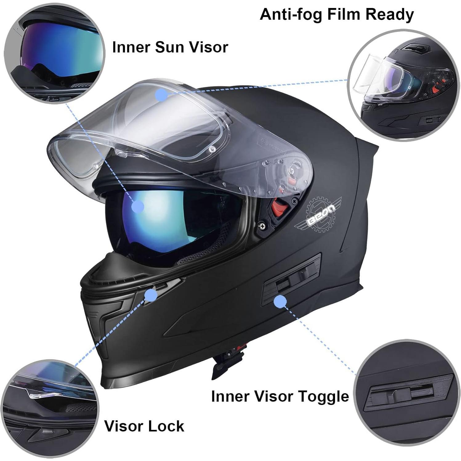 BEON Casco Integral B503 para Motocross Unisex con Ventilación