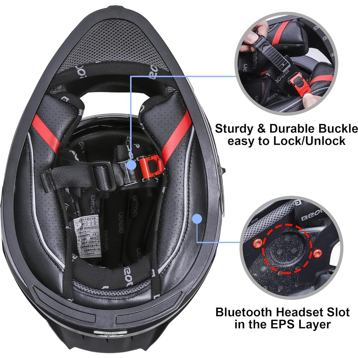 BEON Casco Integral B503 para Motocross Unisex con Ventilación