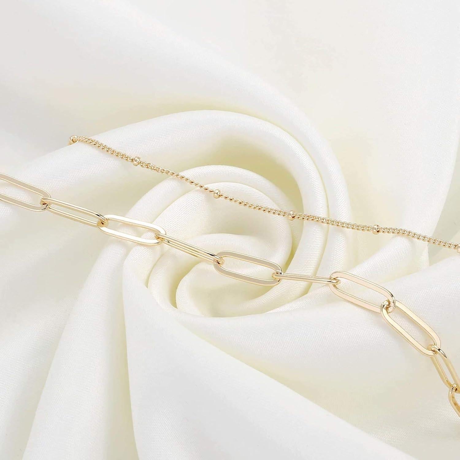 Brazalete Ajustable de Oro 14K para Mujeres - Cadena Ovalada y Perlas