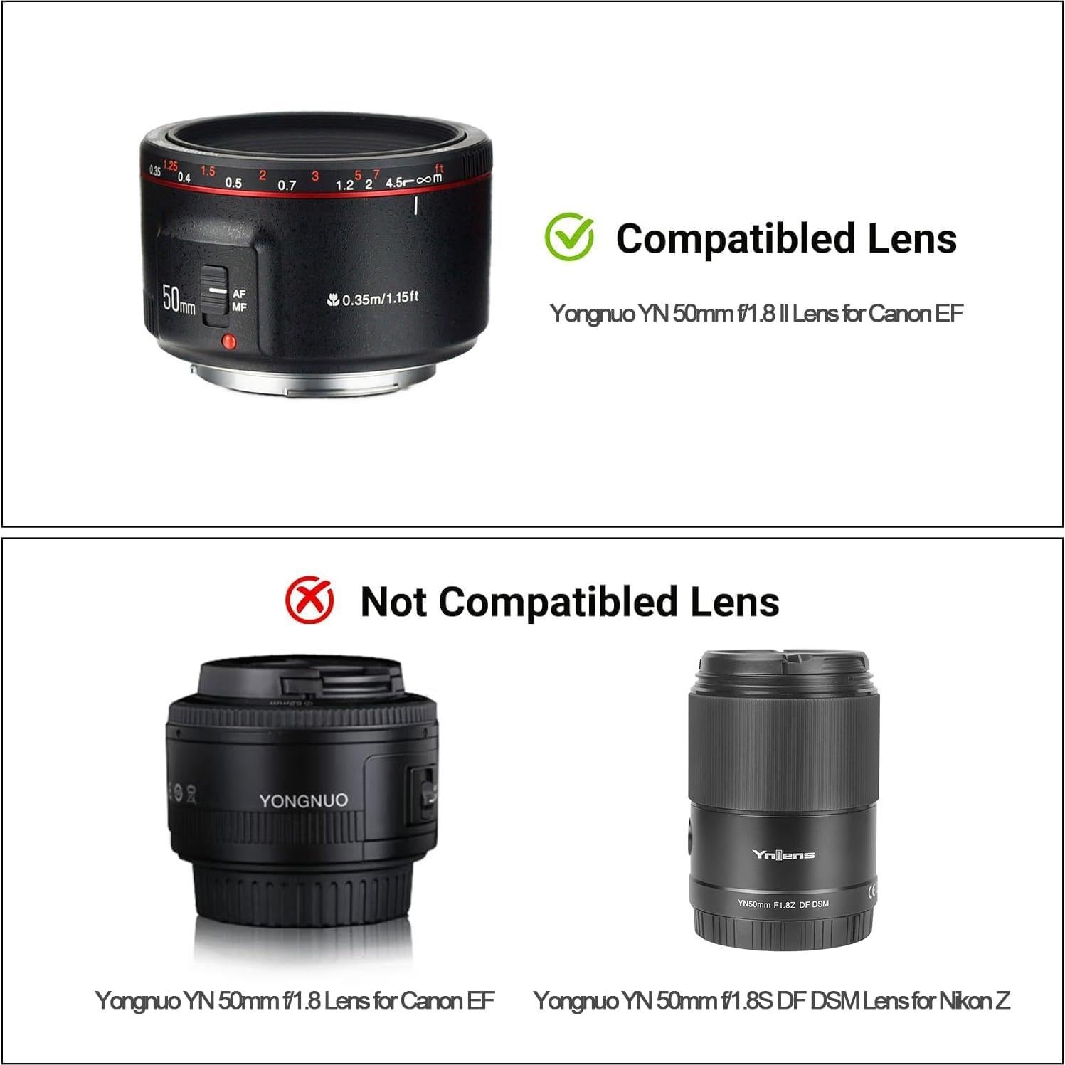 Cubierta de Lente Reversible JJC para Yongnuo YN 50mm F1.8 II