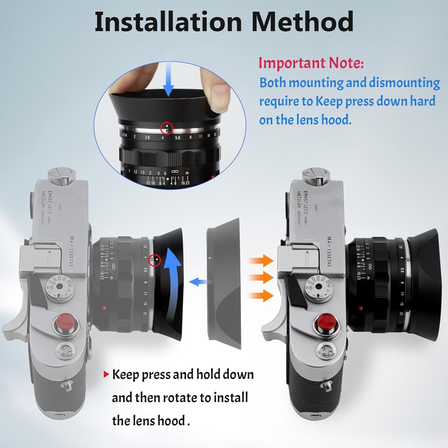 Capucha de Lente Cuadrada Haoge LH-VM35MB para Voigtlander 35mm 40mm 50mm