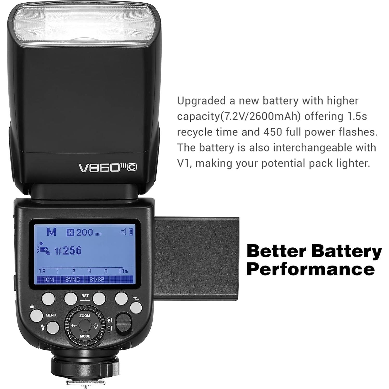 Flash Godox V860III-C para Cámara Canon E-TTL II 7.2V 2600mAh