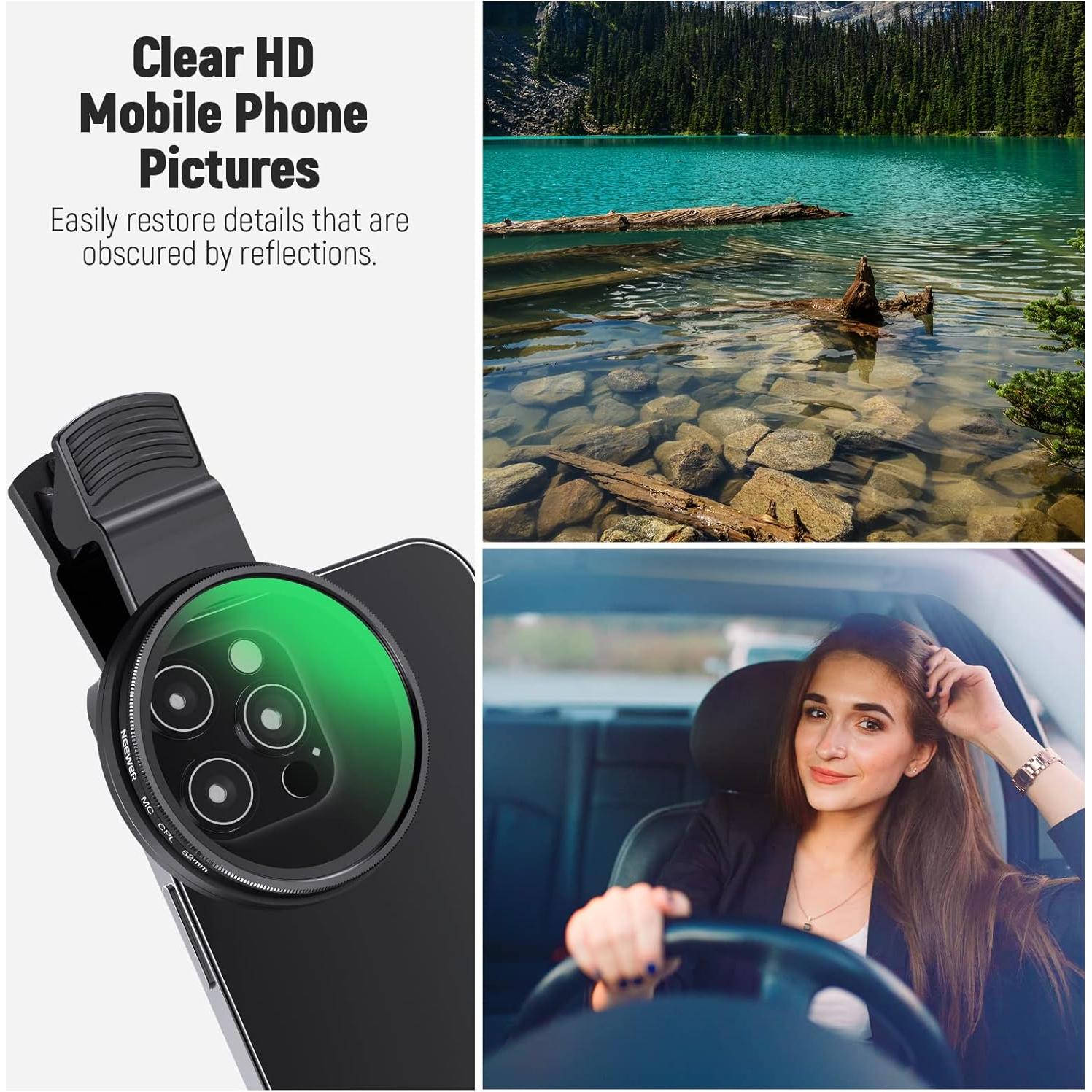 Filtro CPL 52mm NEEWER para Teléfono y Cámara DSLR