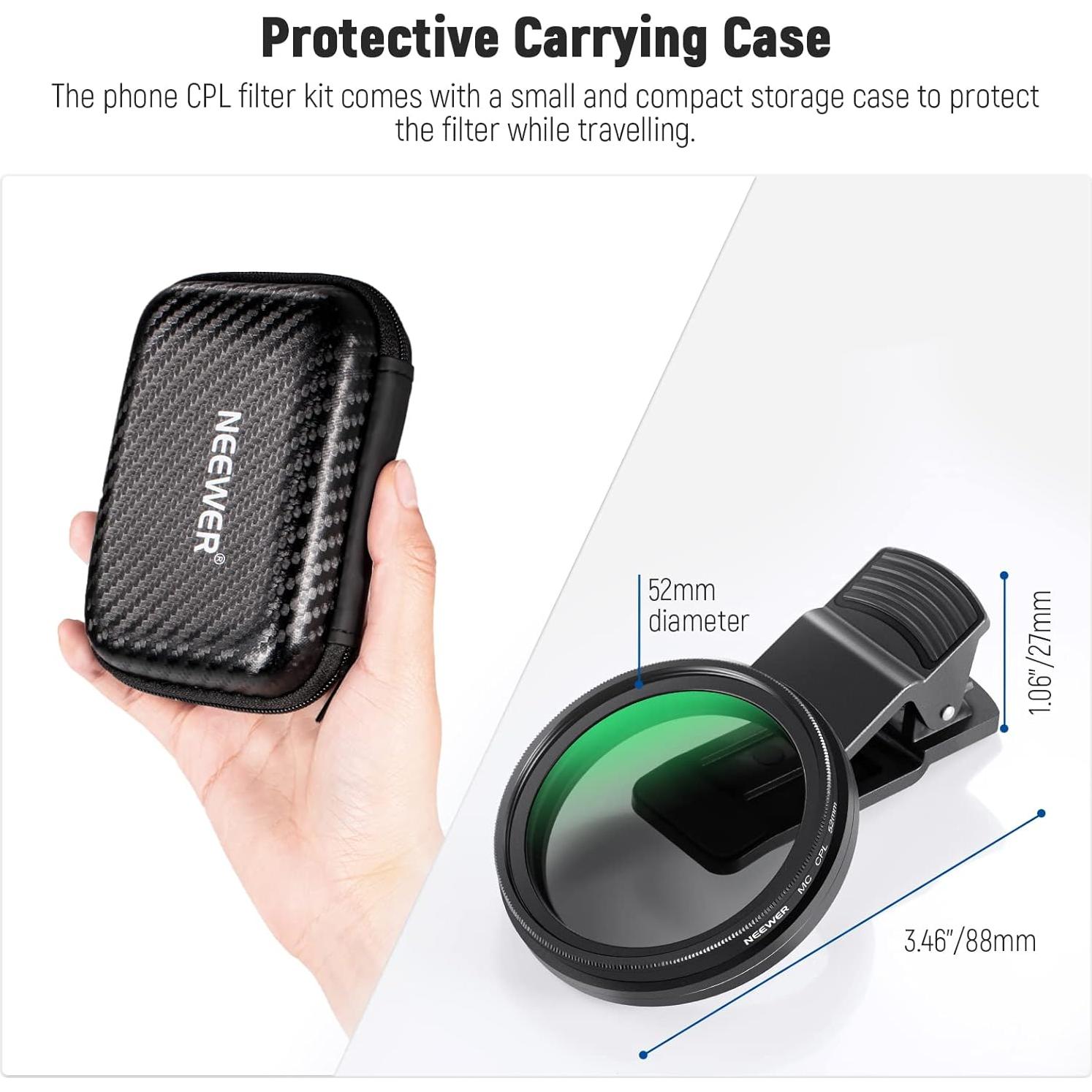 Filtro CPL 52mm NEEWER para Teléfono y Cámara DSLR