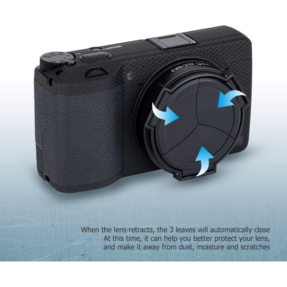 JJC Auto Open and Close Lens Cap Cover for Ricoh GR III GR III HDF GR3 GR3 HDF Digital Camera, Dustproof and Anti-Scratch Lens Protector No Need to Remove