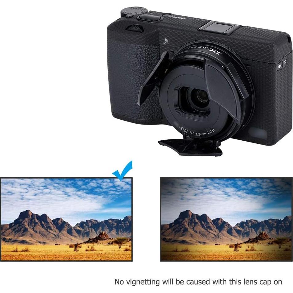 JJC Auto Open and Close Lens Cap Cover for Ricoh GR III GR III HDF GR3 GR3 HDF Digital Camera, Dustproof and Anti-Scratch Lens Protector No Need to Remove