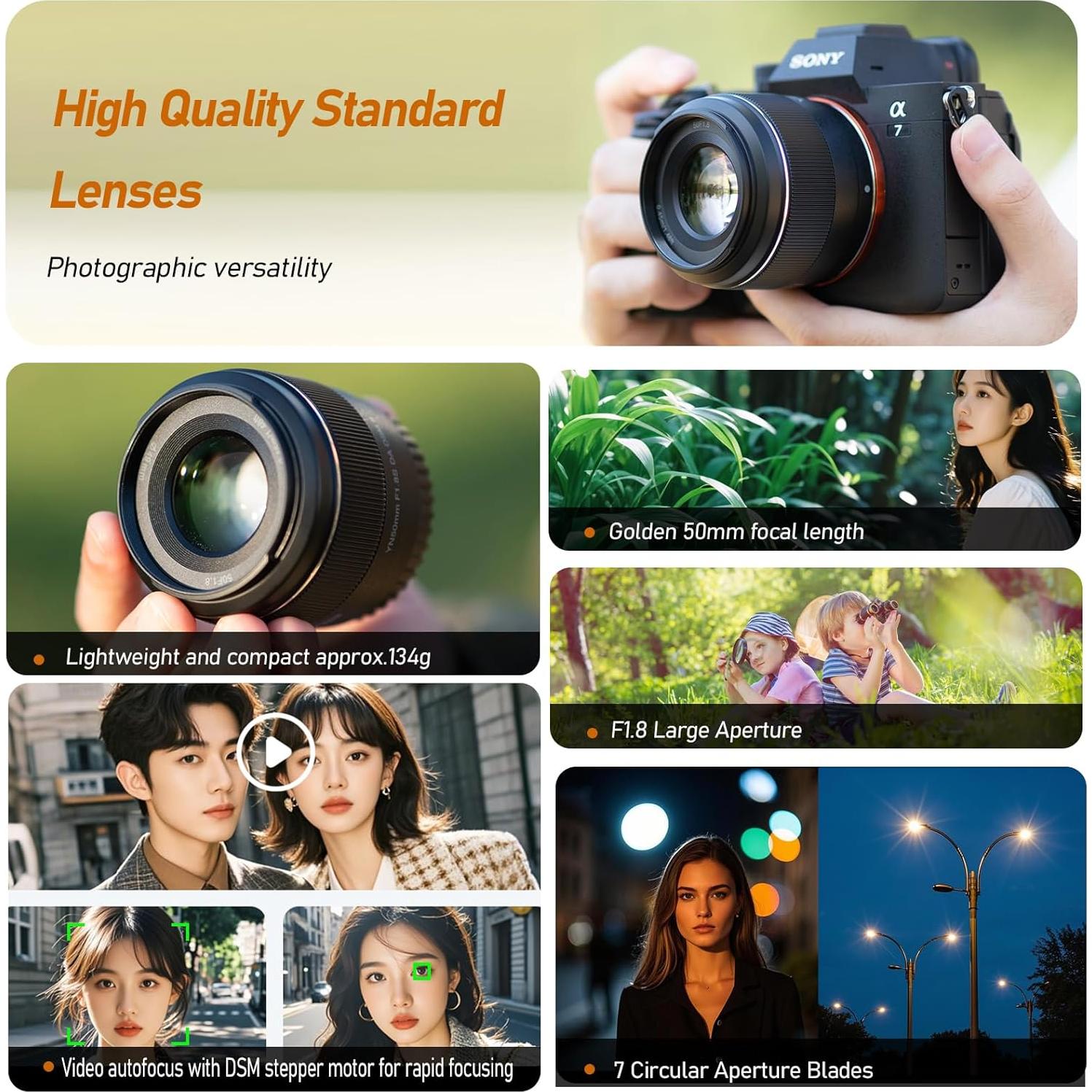 Lente YONGNUO 50mm F1.8 para cámaras Sony E - Bokeh impresionante