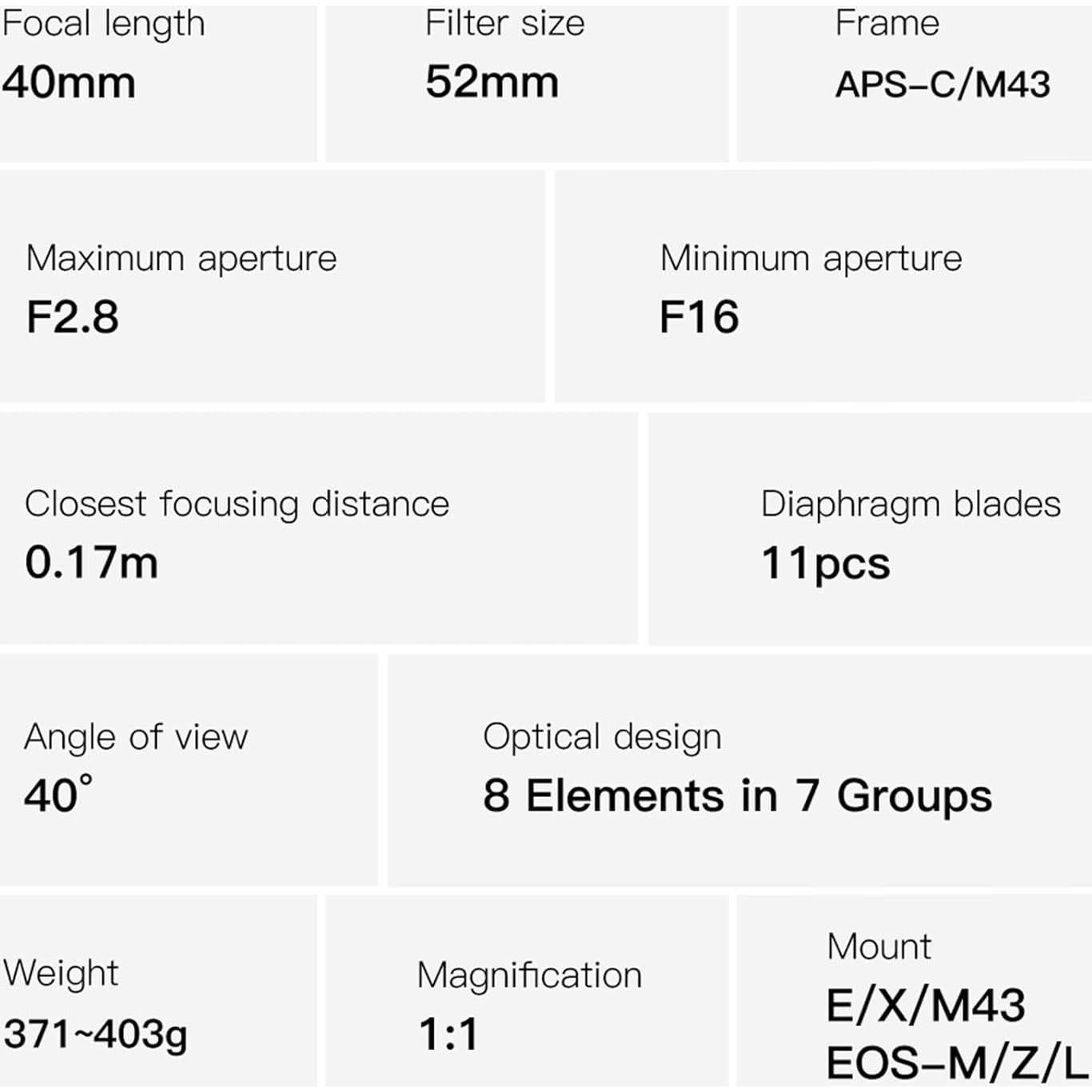 Objetivo Macro TTArtisan 40mm F2.8 MFT para Olympus/Panasonic