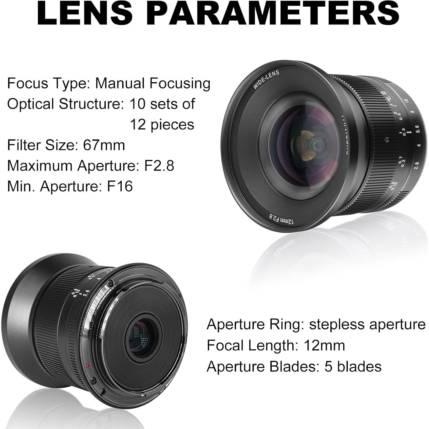 Lente Gran Angular 7Artisans 12mm F2.8 MFT para Olympus/Panasonic