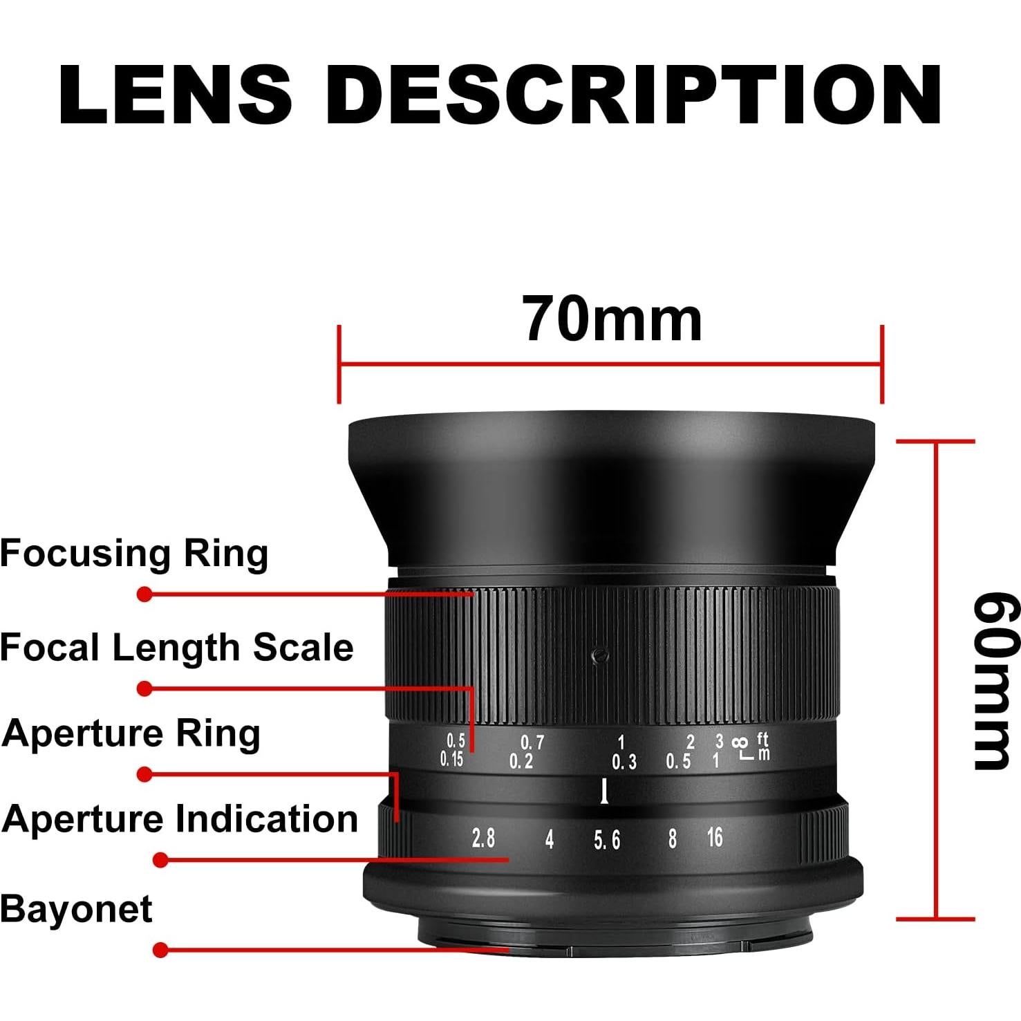 Lente Gran Angular 7Artisans 12mm F2.8 MFT para Olympus/Panasonic