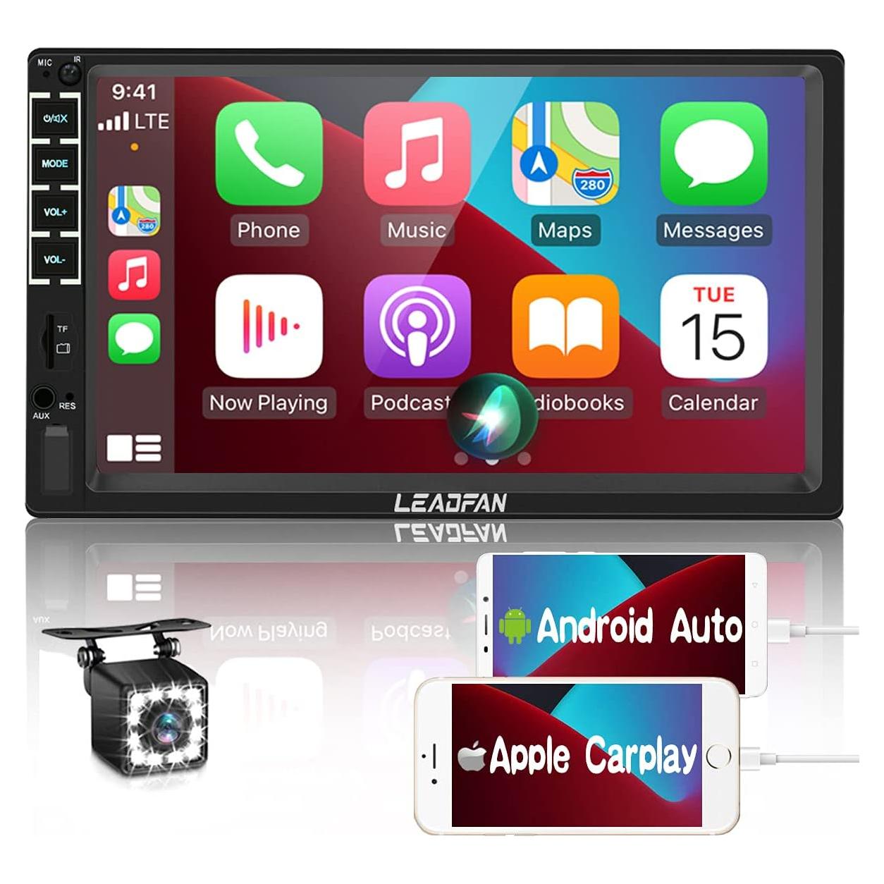 Estéreo de coche Leadfan N7C Double Din 7" con CarPlay y Android Auto