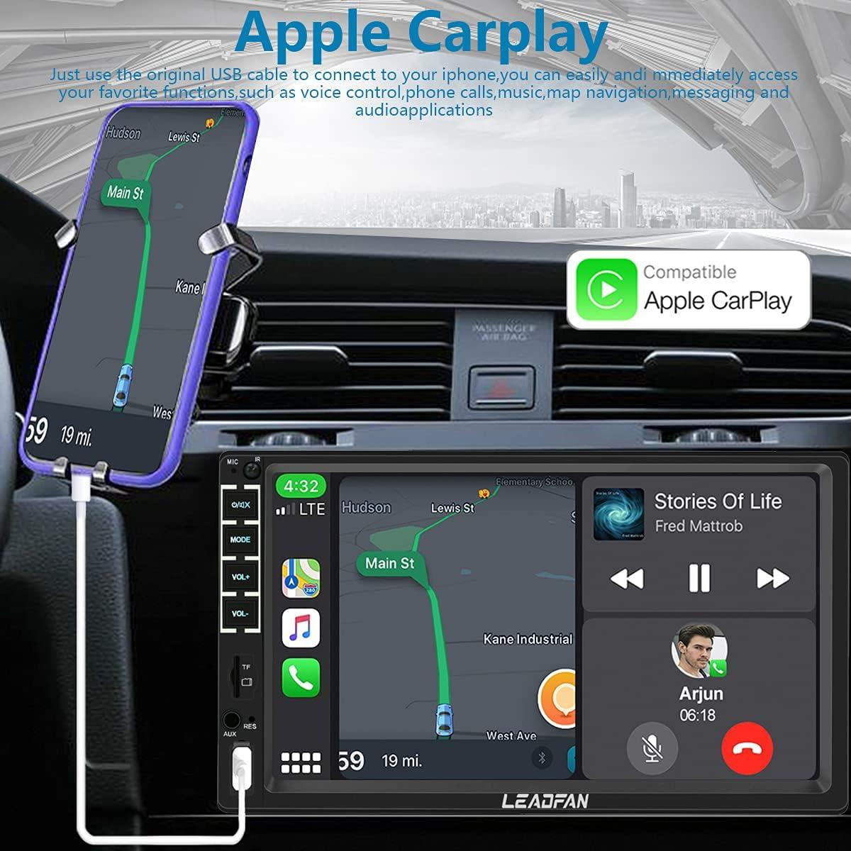 Estéreo de coche Leadfan N7C Double Din 7" con CarPlay y Android Auto