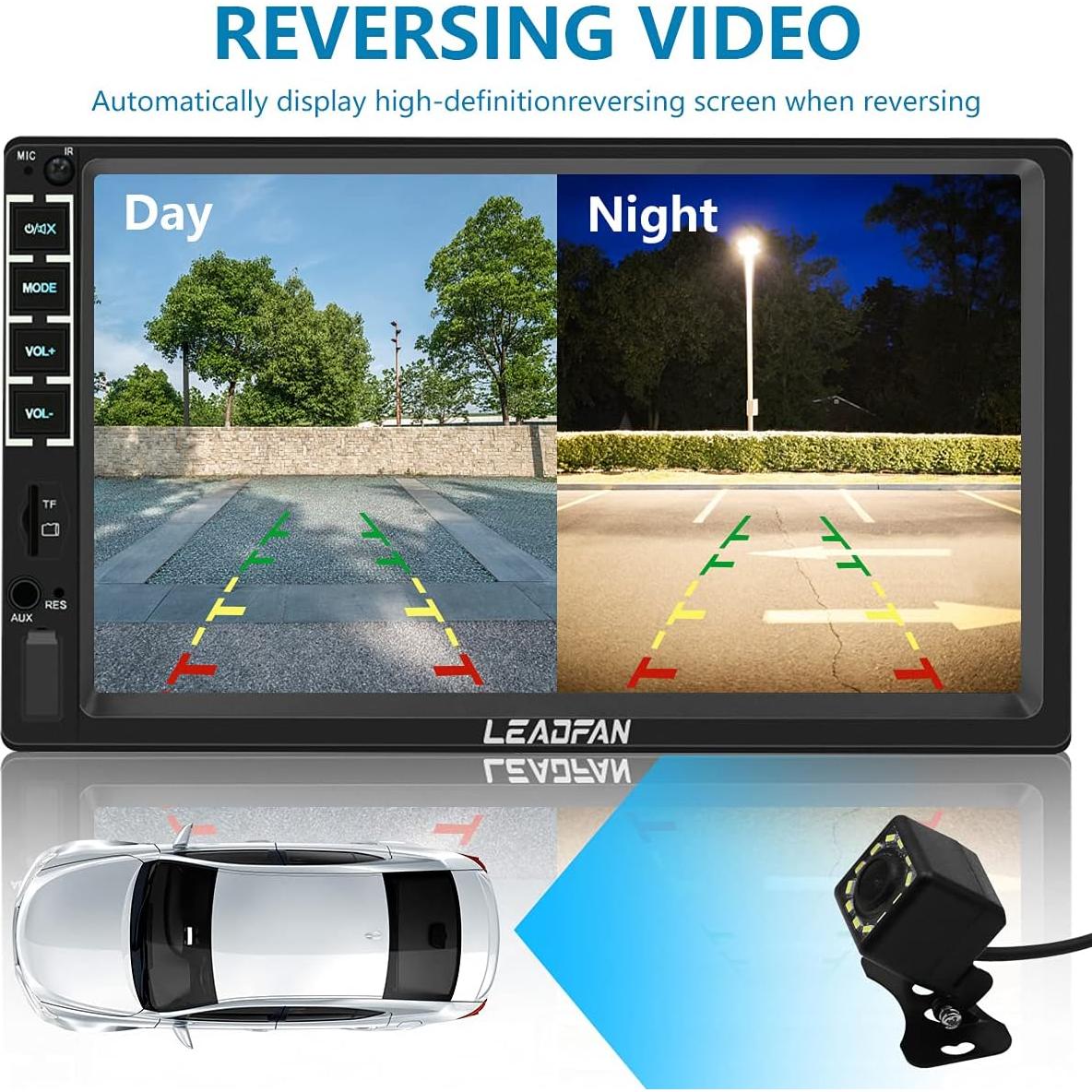 Estéreo de coche Leadfan N7C Double Din 7" con CarPlay y Android Auto