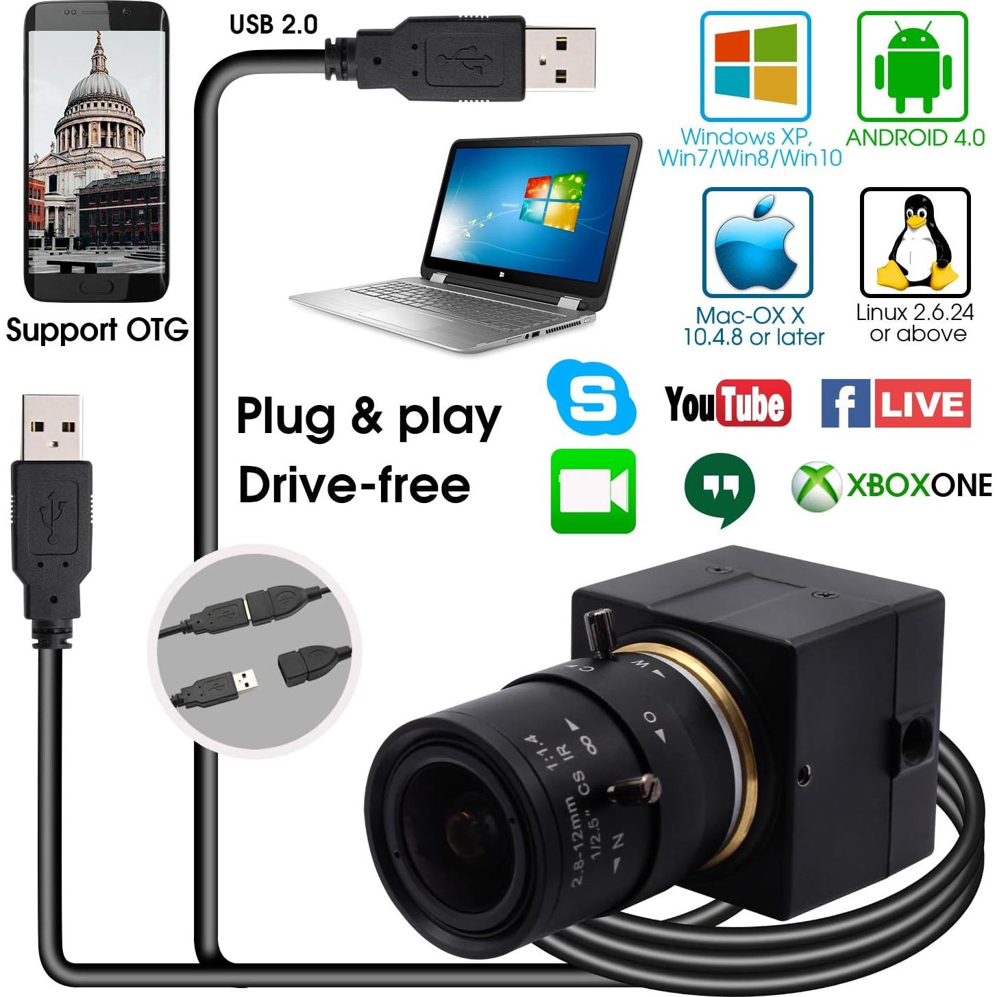 Cámara Web USB SVPRO 1080P HD Lente Zoom 2.8-12mm